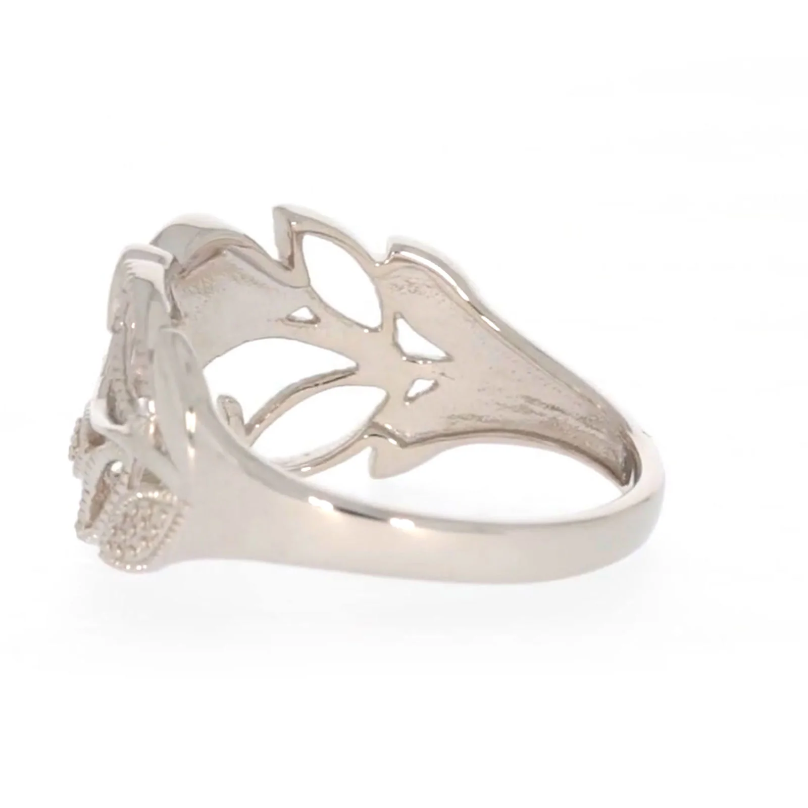 Sterling Silver Diamond Set Leaf Ring - Image 26