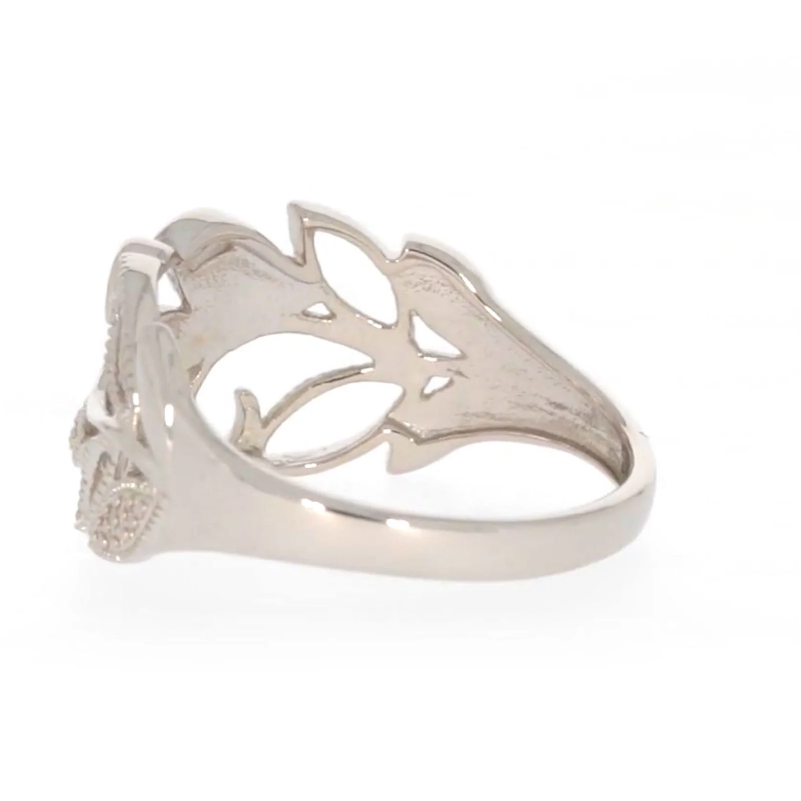 Sterling Silver Diamond Set Leaf Ring - Image 27