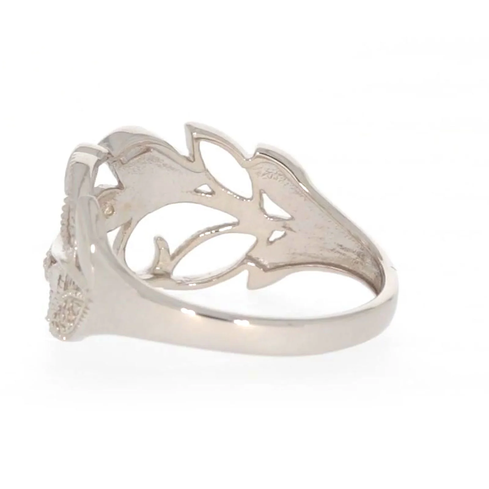 Sterling Silver Diamond Set Leaf Ring - Image 28