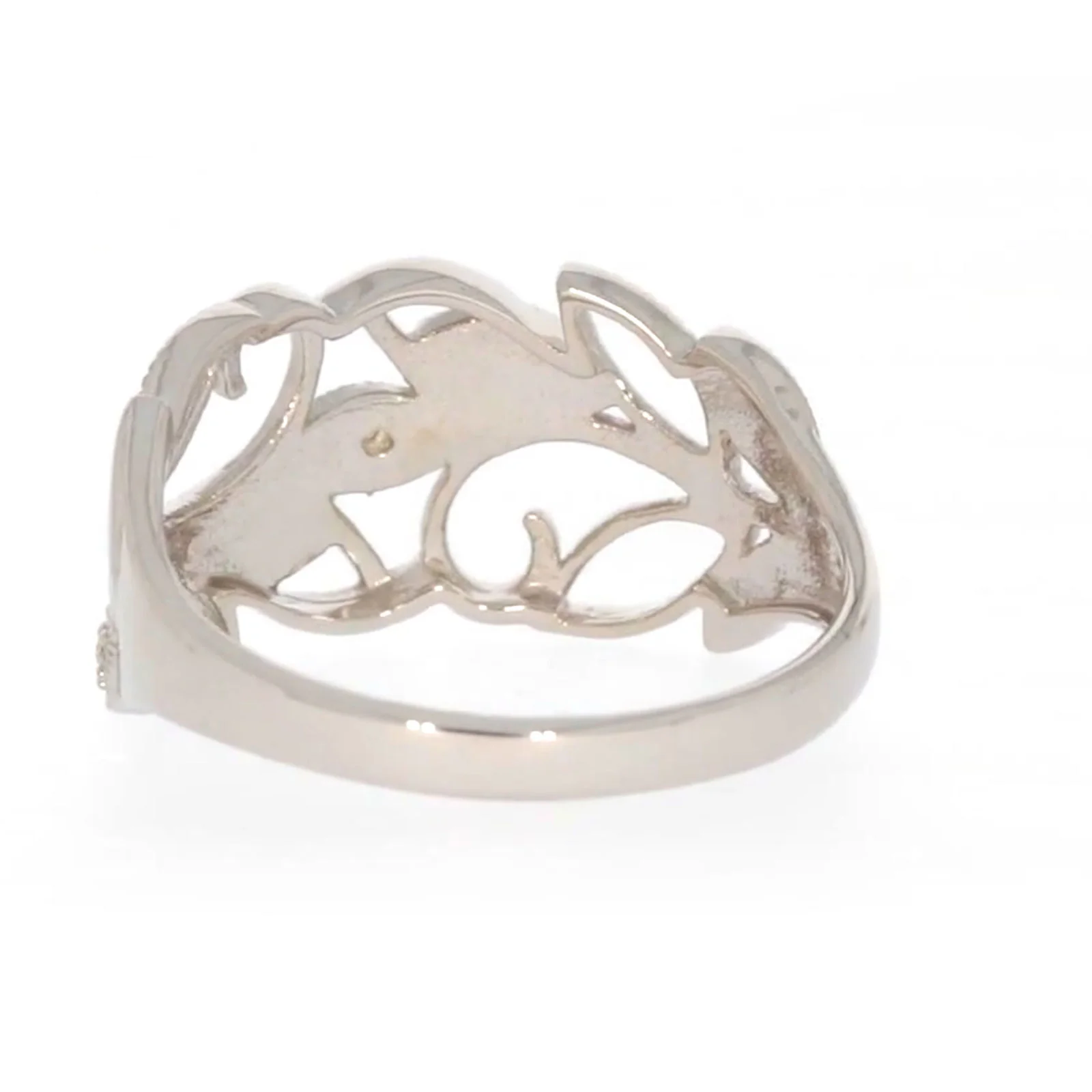 Sterling Silver Diamond Set Leaf Ring - Image 34