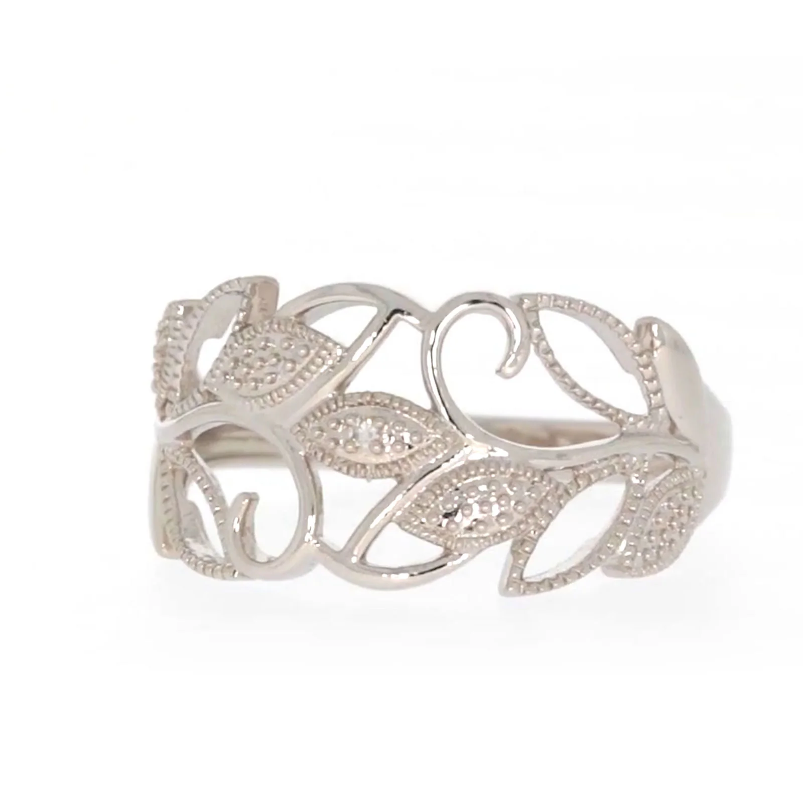Sterling Silver Diamond Set Leaf Ring - Image 4