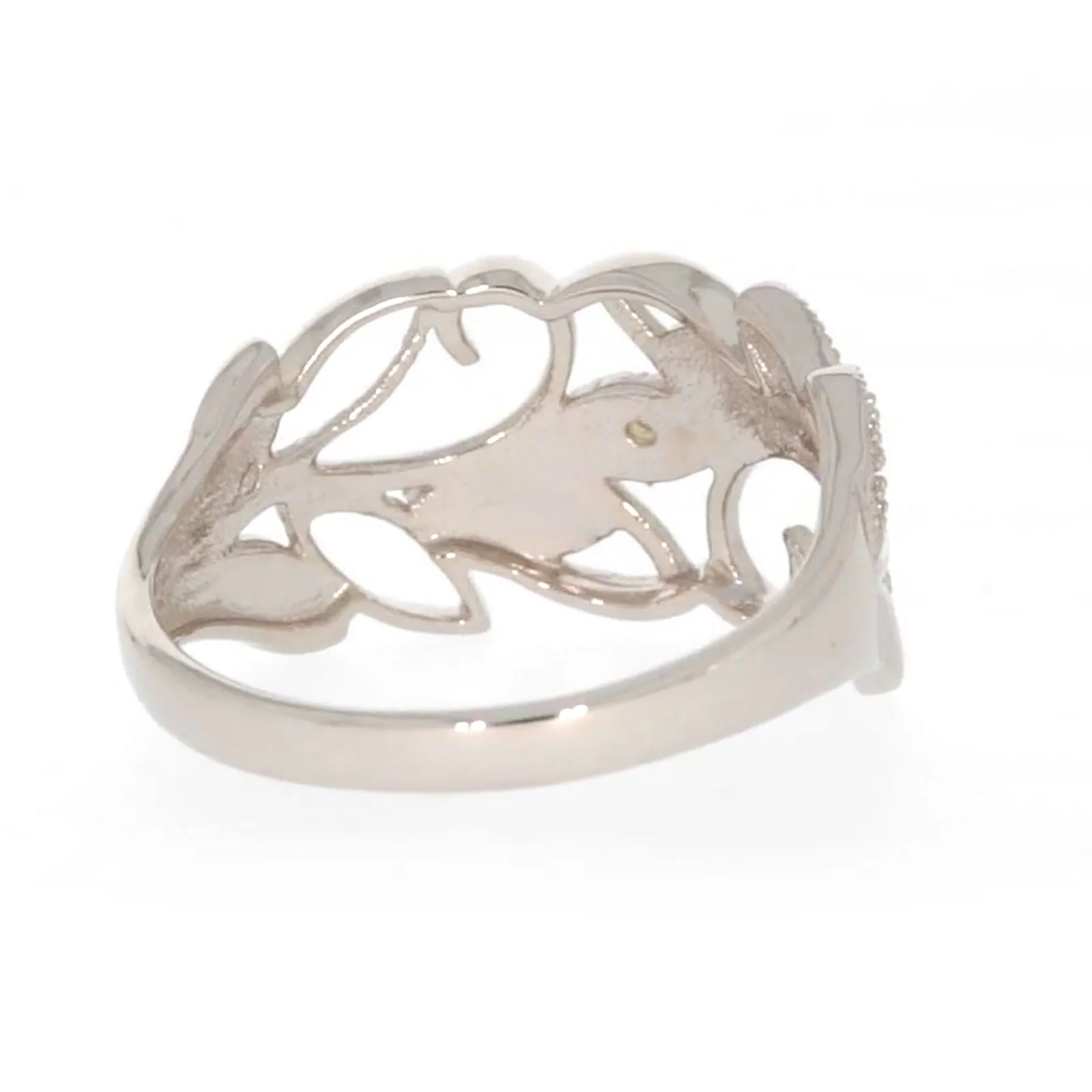 Sterling Silver Diamond Set Leaf Ring - Image 43
