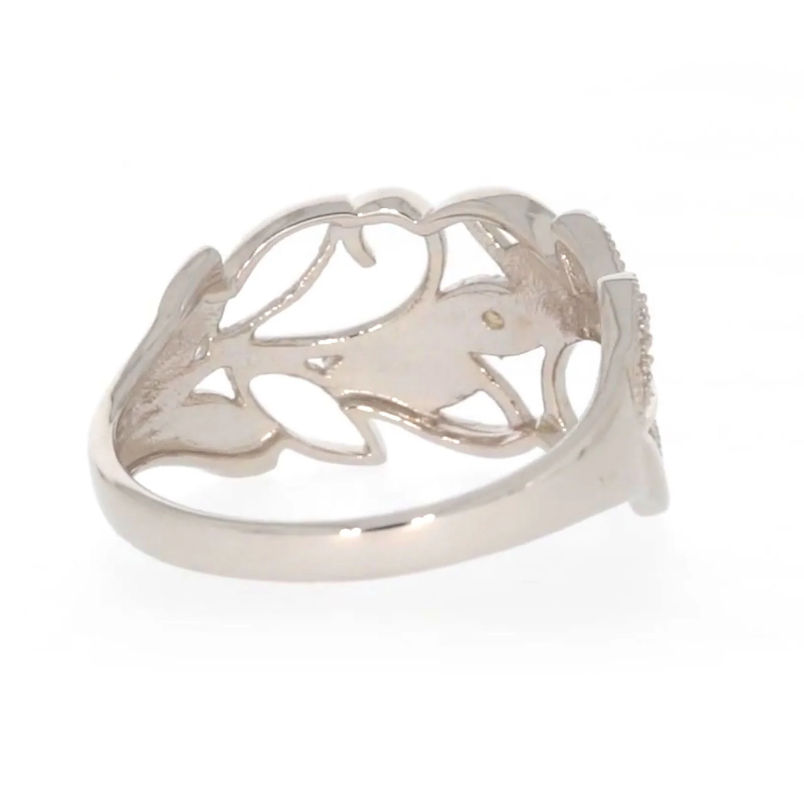 Sterling Silver Diamond Set Leaf Ring - Image 44
