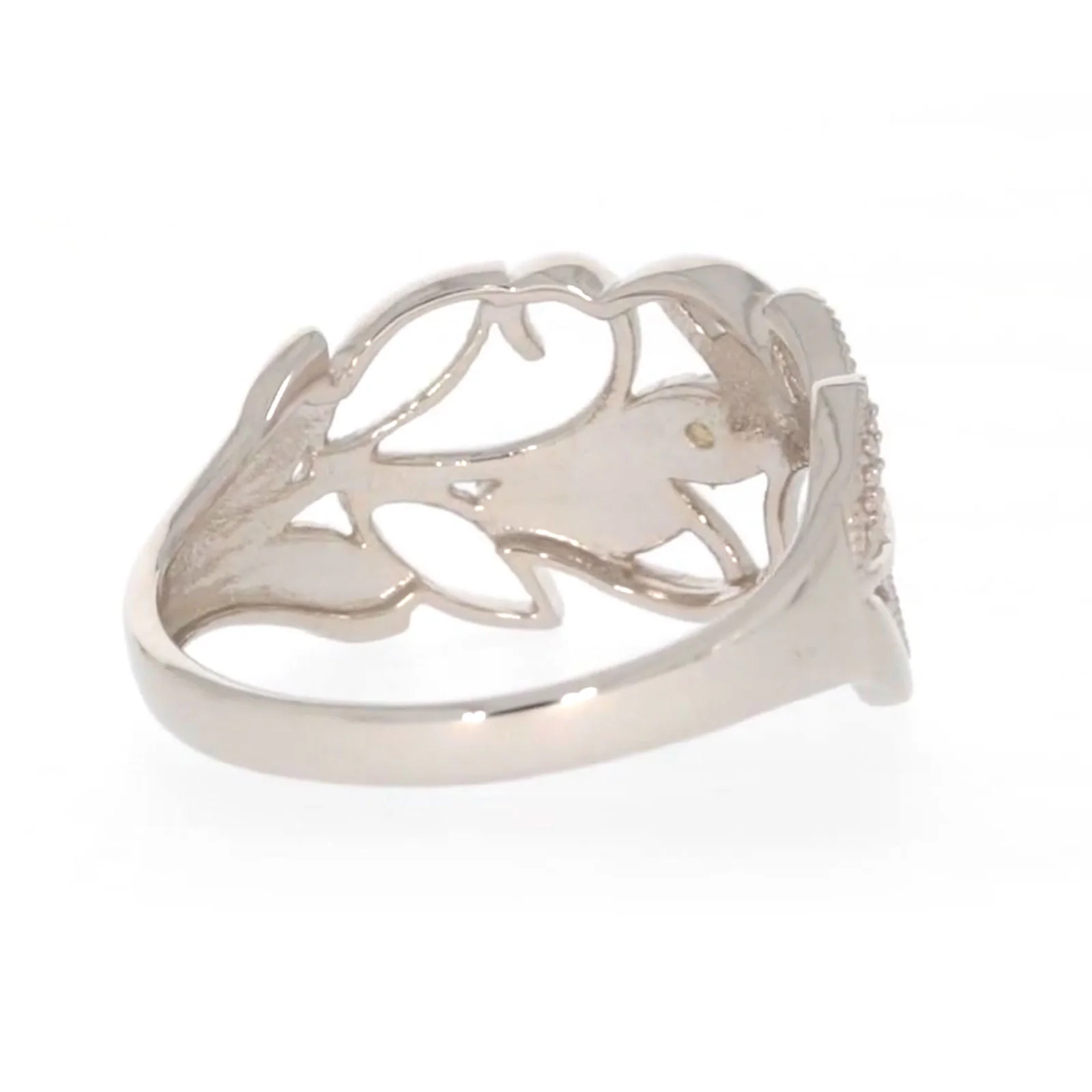 Sterling Silver Diamond Set Leaf Ring - Image 45