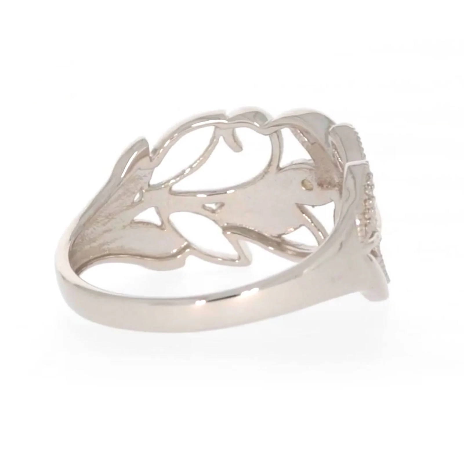 Sterling Silver Diamond Set Leaf Ring - Image 46