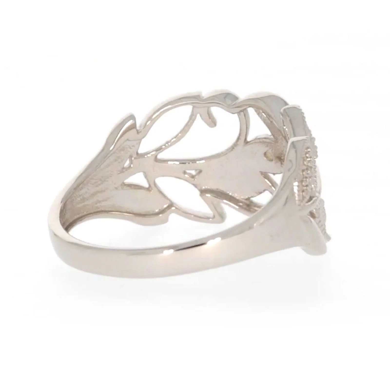 Sterling Silver Diamond Set Leaf Ring - Image 47