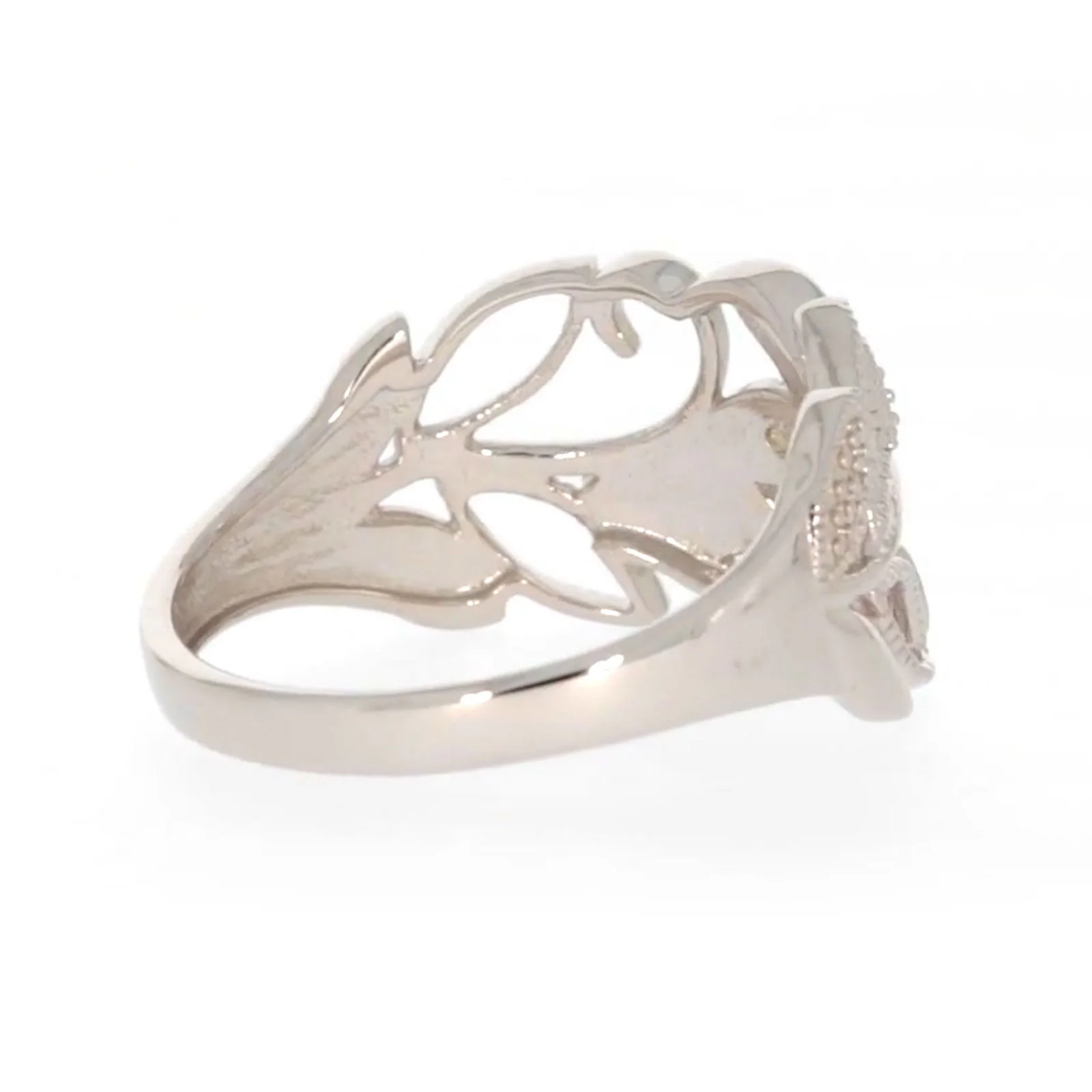 Sterling Silver Diamond Set Leaf Ring - Image 48