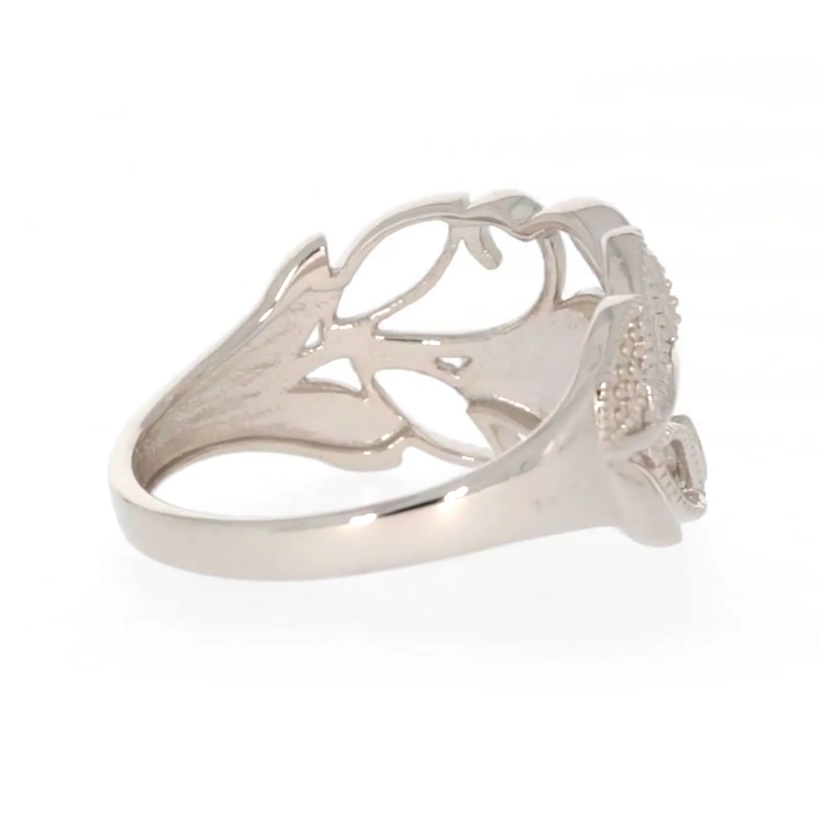 Sterling Silver Diamond Set Leaf Ring - Image 49