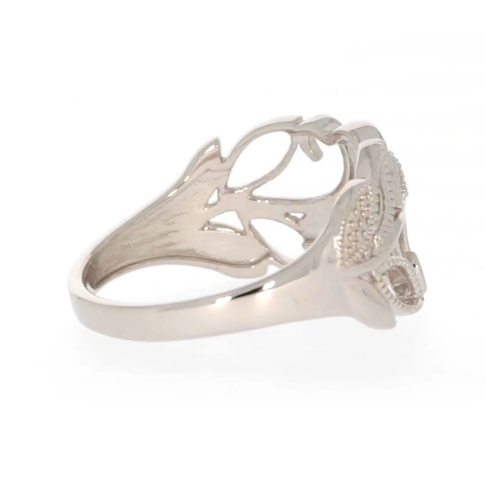 Sterling Silver Diamond Set Leaf Ring - Image 51