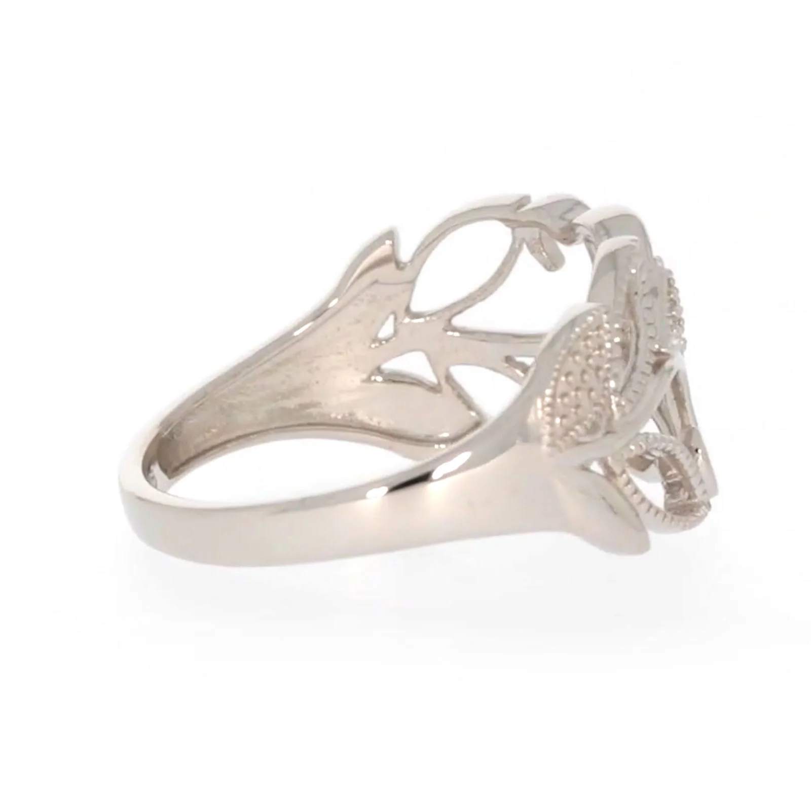 Sterling Silver Diamond Set Leaf Ring - Image 52