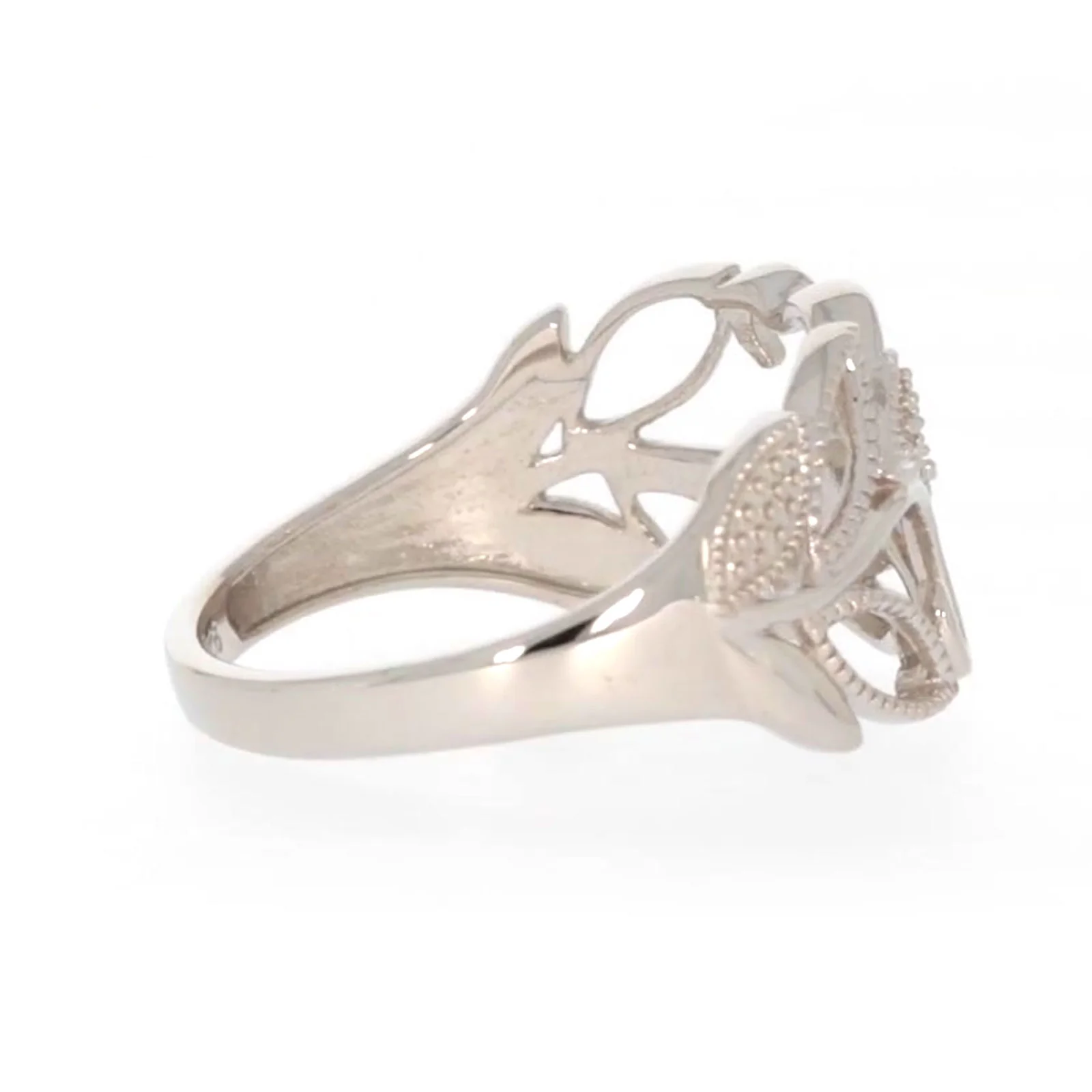 Sterling Silver Diamond Set Leaf Ring - Image 53