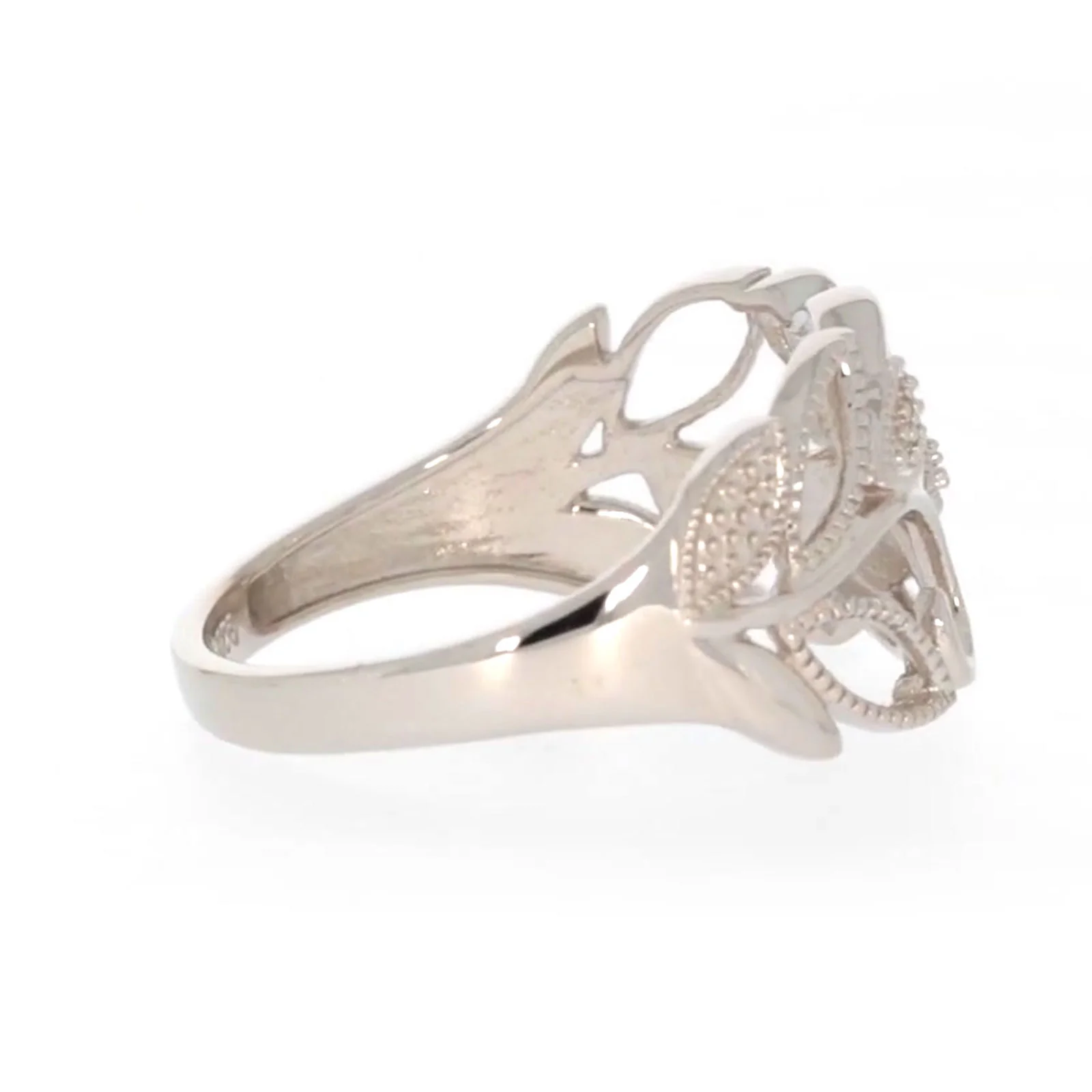 Sterling Silver Diamond Set Leaf Ring - Image 54