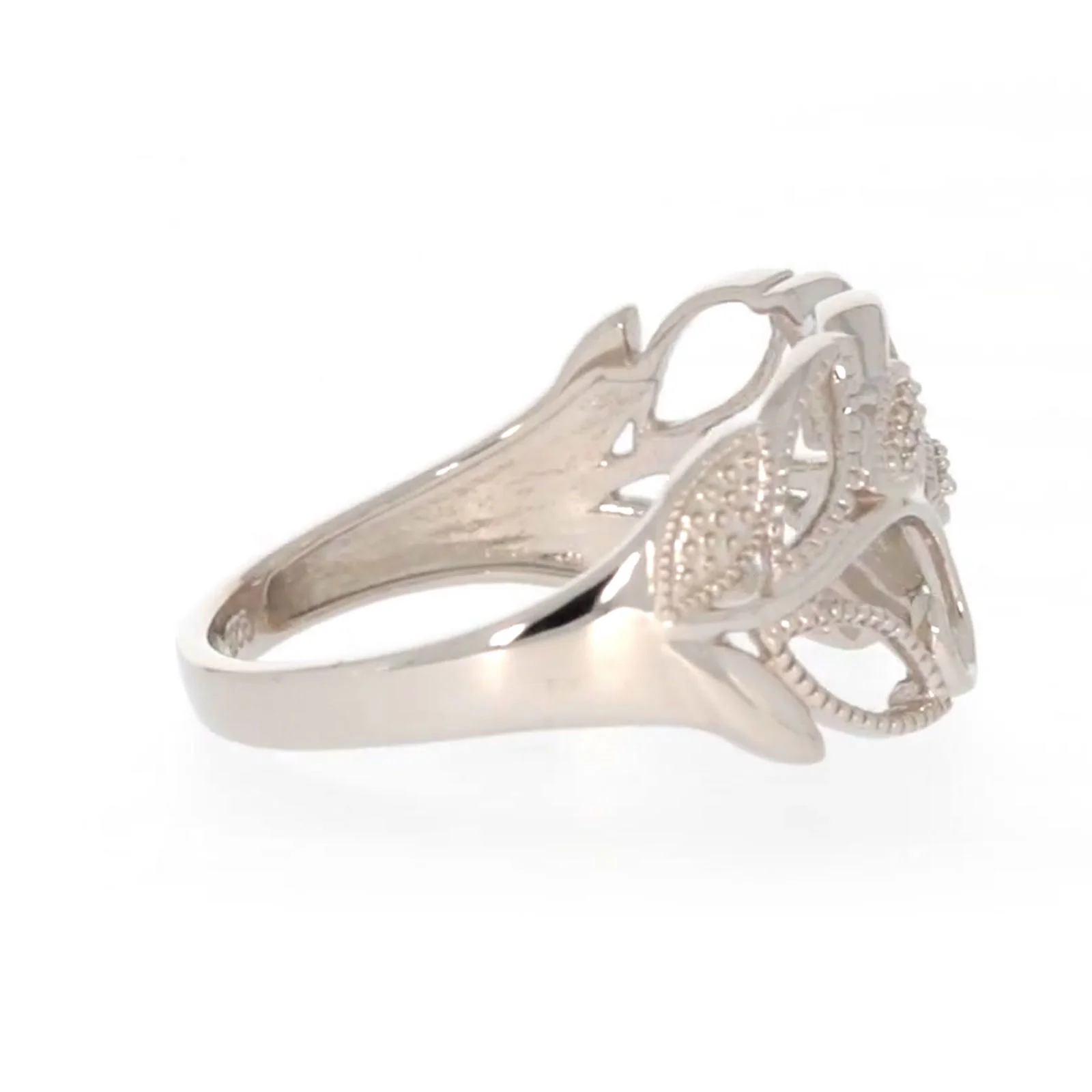 Sterling Silver Diamond Set Leaf Ring - Image 55