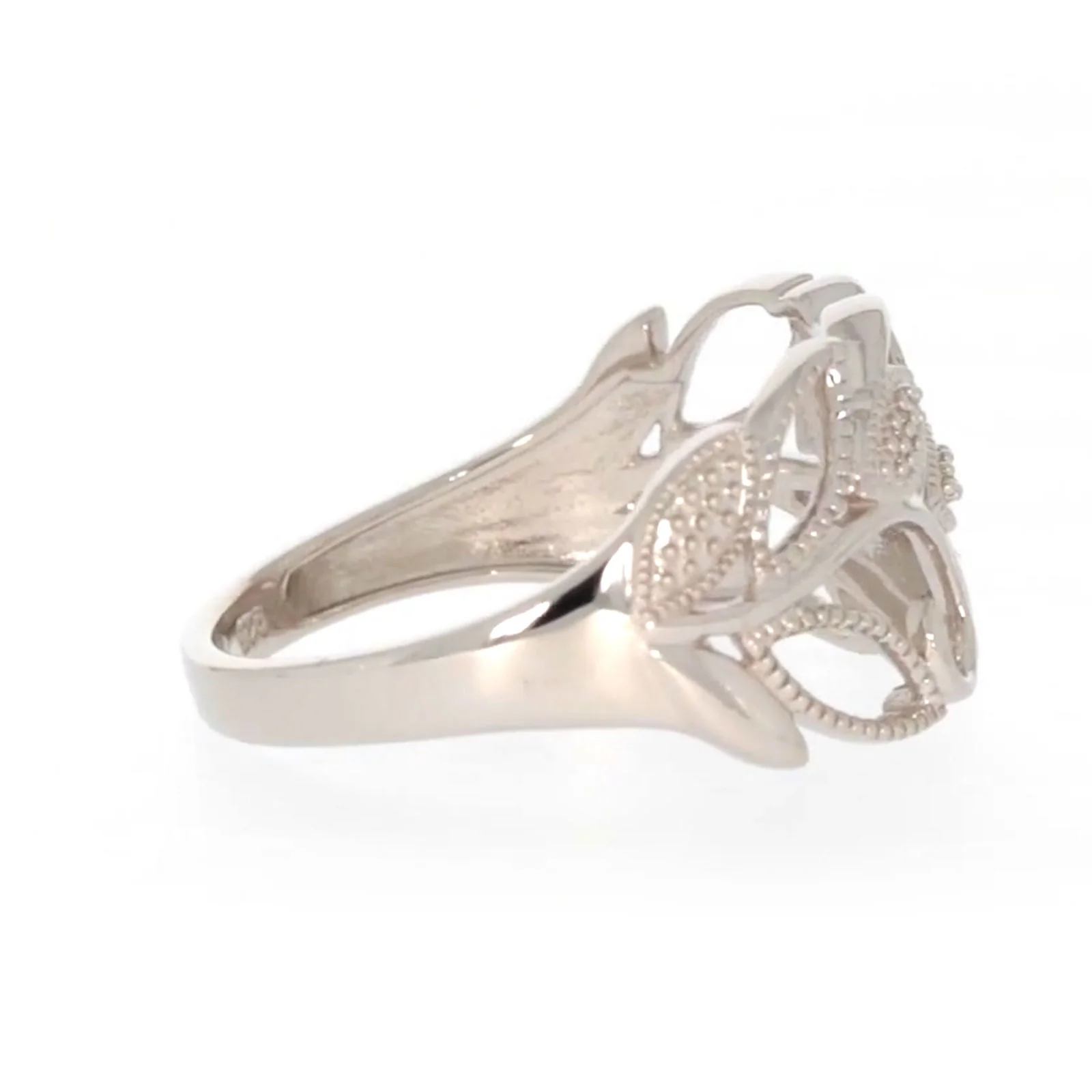 Sterling Silver Diamond Set Leaf Ring - Image 56
