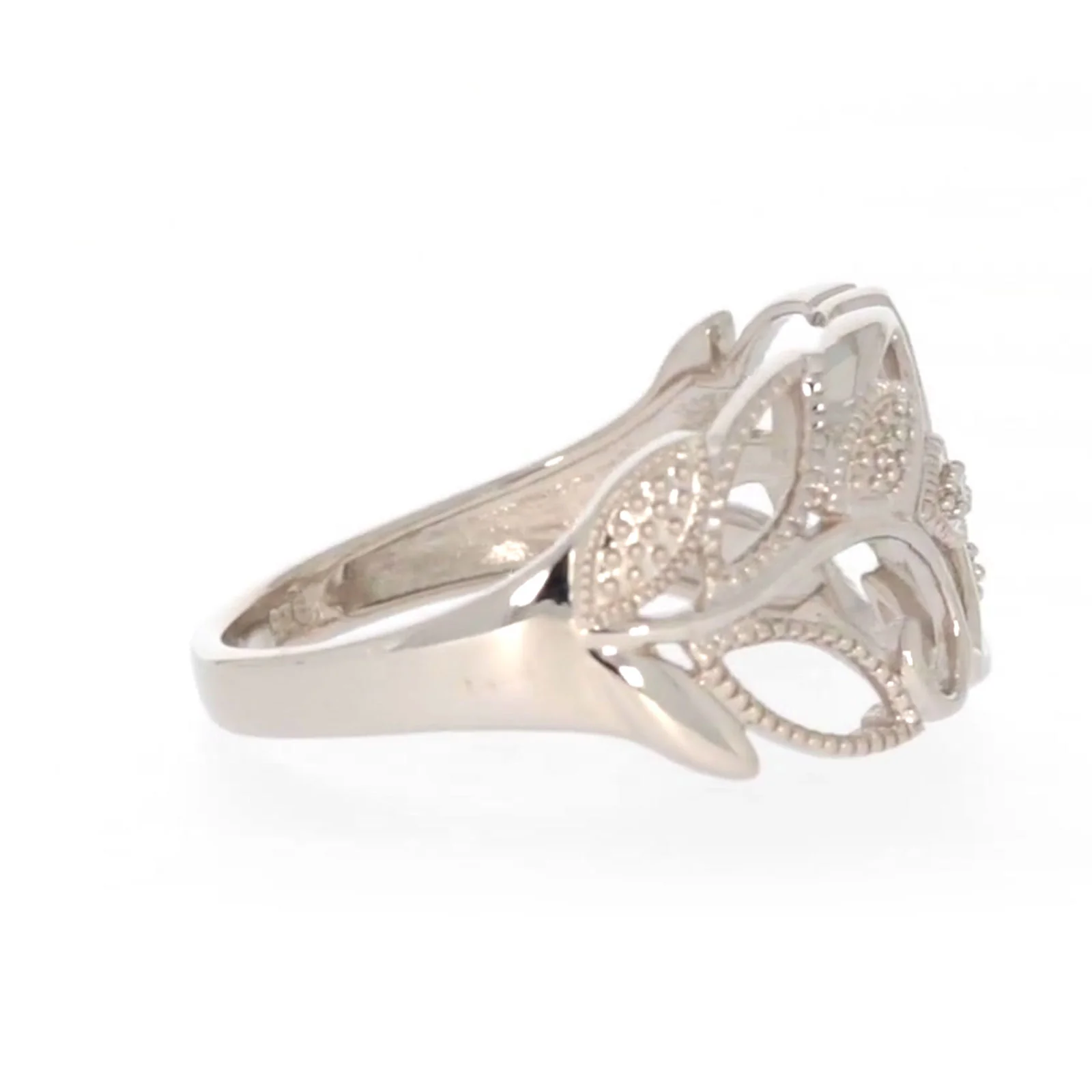 Sterling Silver Diamond Set Leaf Ring - Image 58