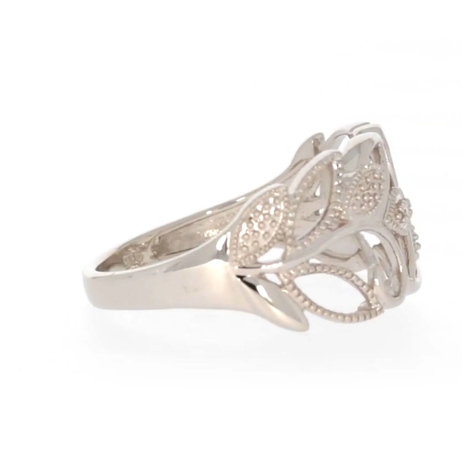 Sterling Silver Diamond Set Leaf Ring - Image 59