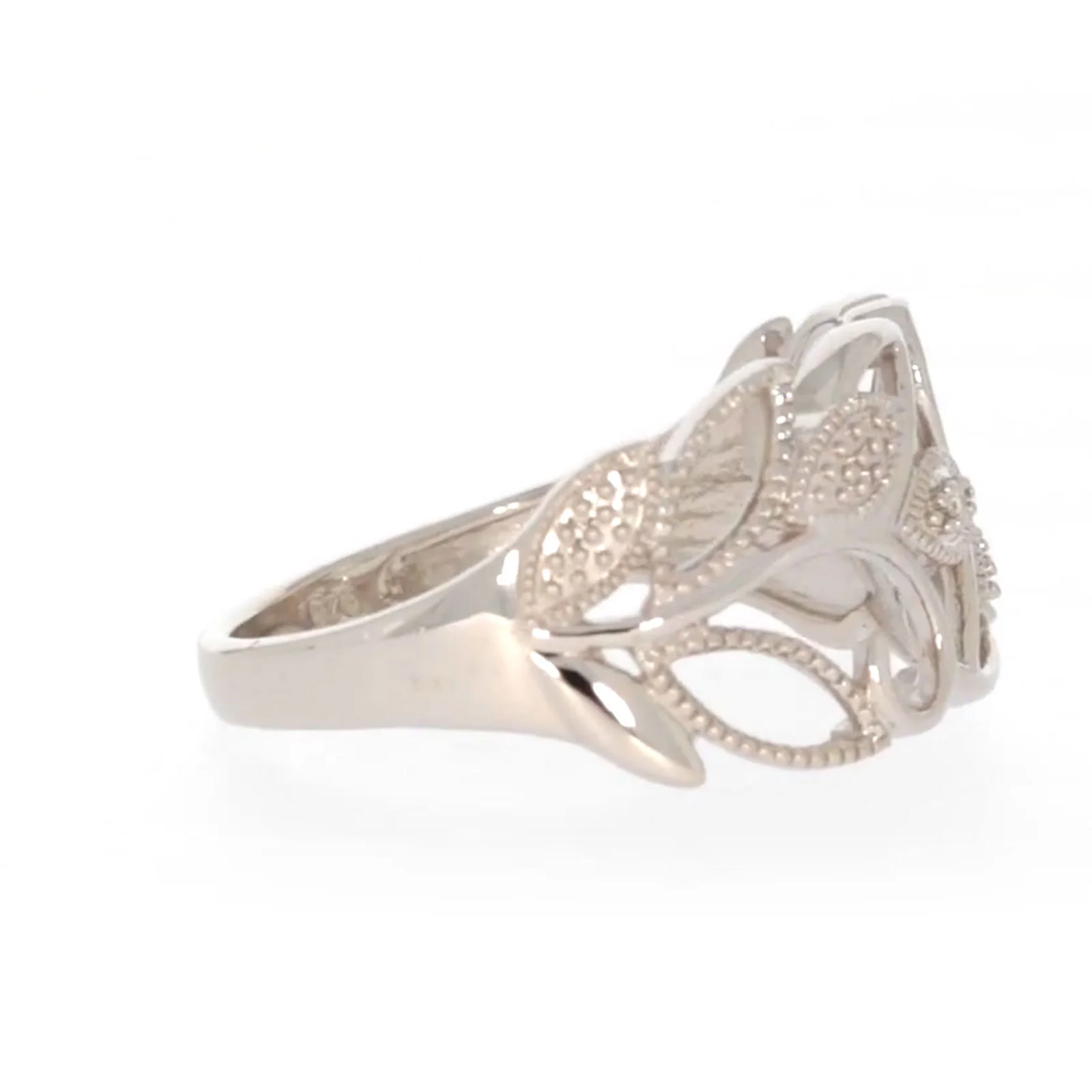 Sterling Silver Diamond Set Leaf Ring - Image 60