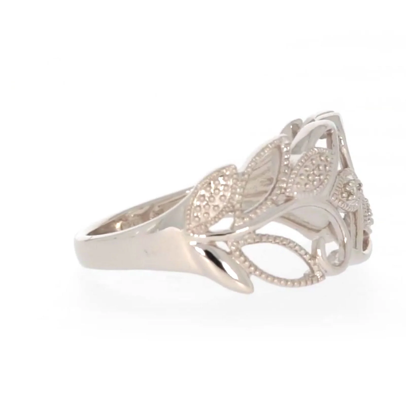 Sterling Silver Diamond Set Leaf Ring - Image 61