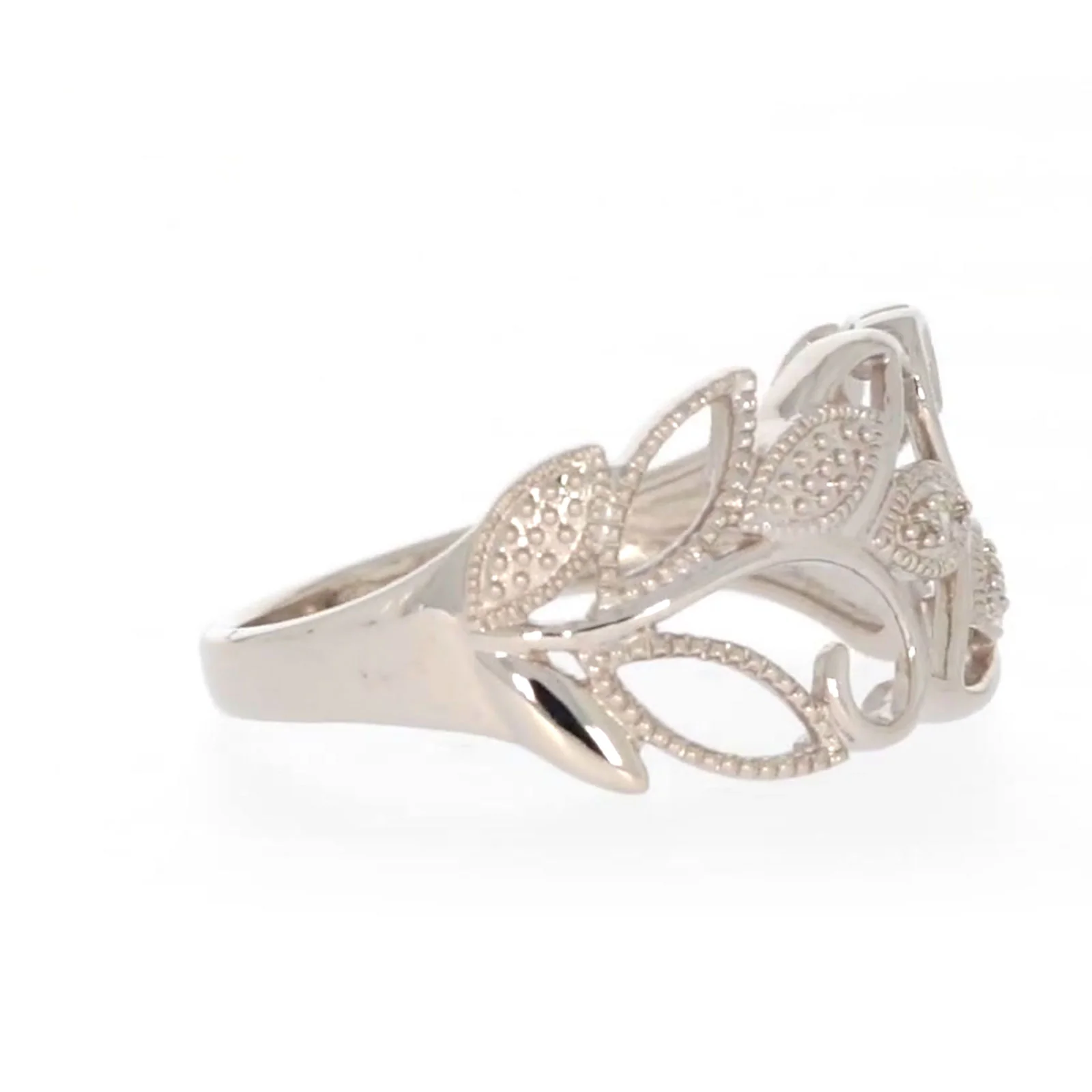 Sterling Silver Diamond Set Leaf Ring - Image 62