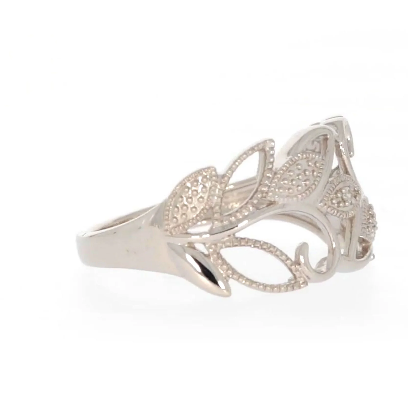 Sterling Silver Diamond Set Leaf Ring - Image 63