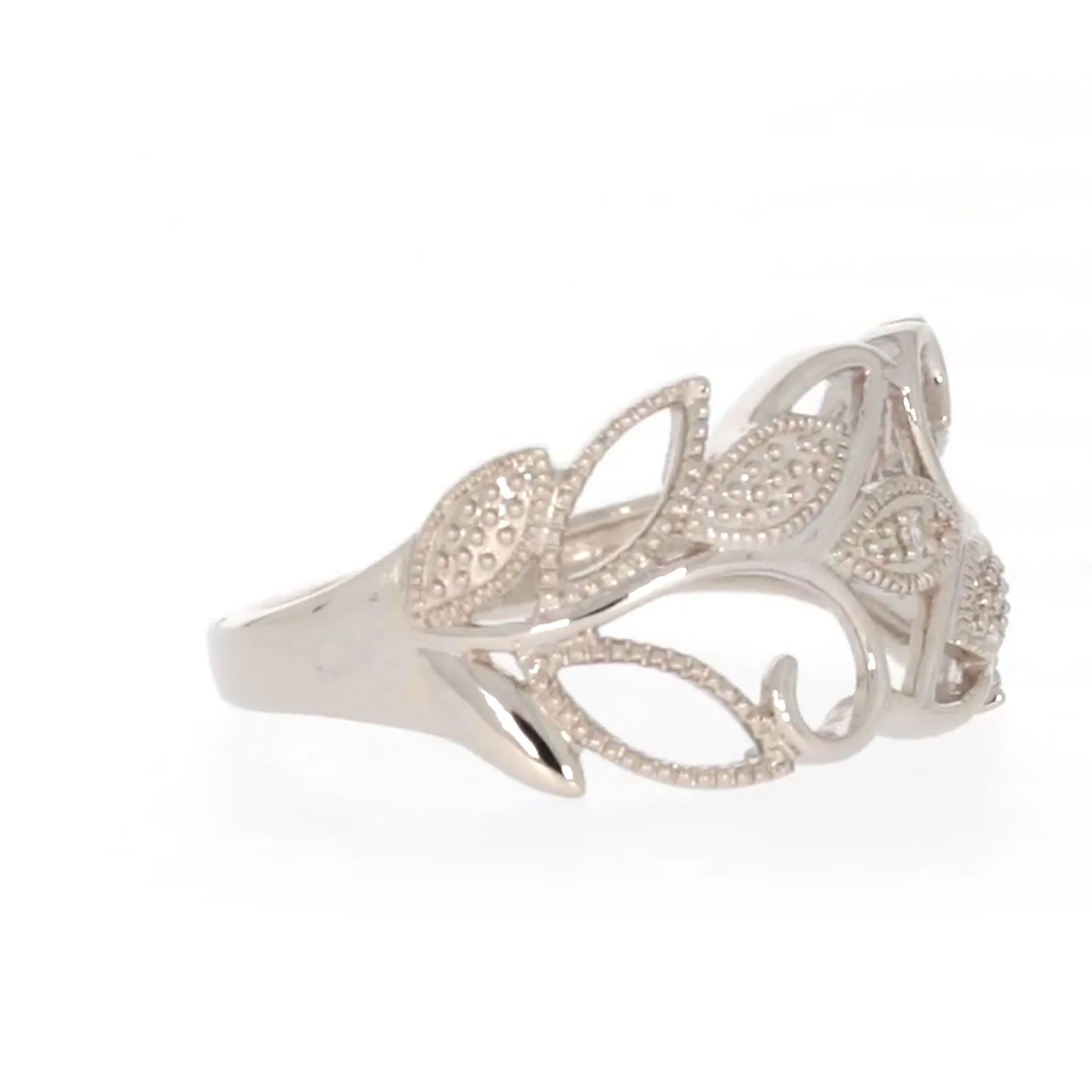 Sterling Silver Diamond Set Leaf Ring - Image 64