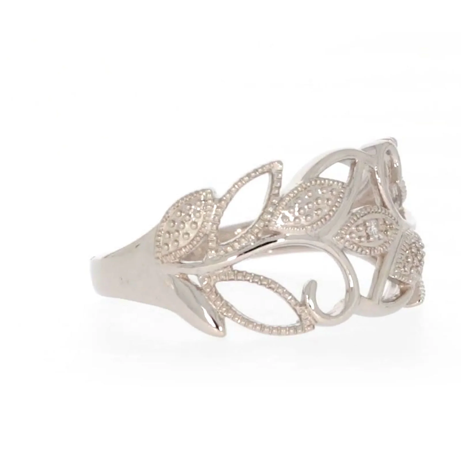Sterling Silver Diamond Set Leaf Ring - Image 66