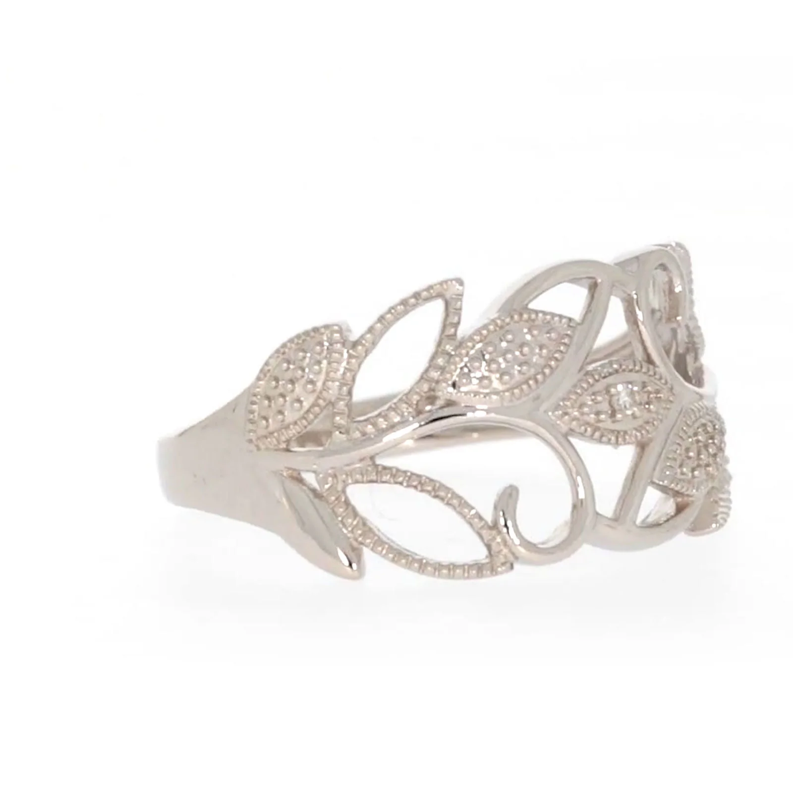 Sterling Silver Diamond Set Leaf Ring - Image 67