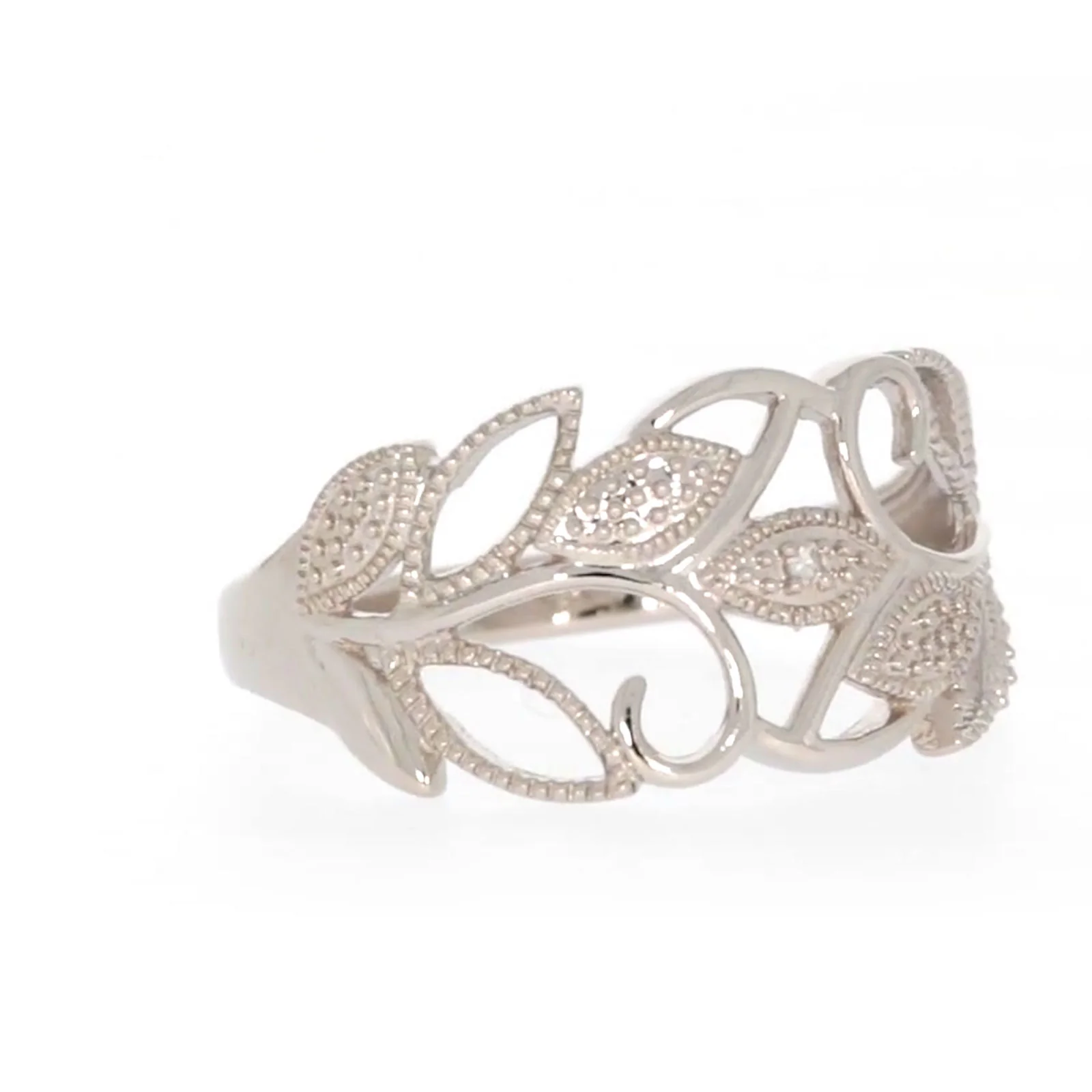Sterling Silver Diamond Set Leaf Ring - Image 69