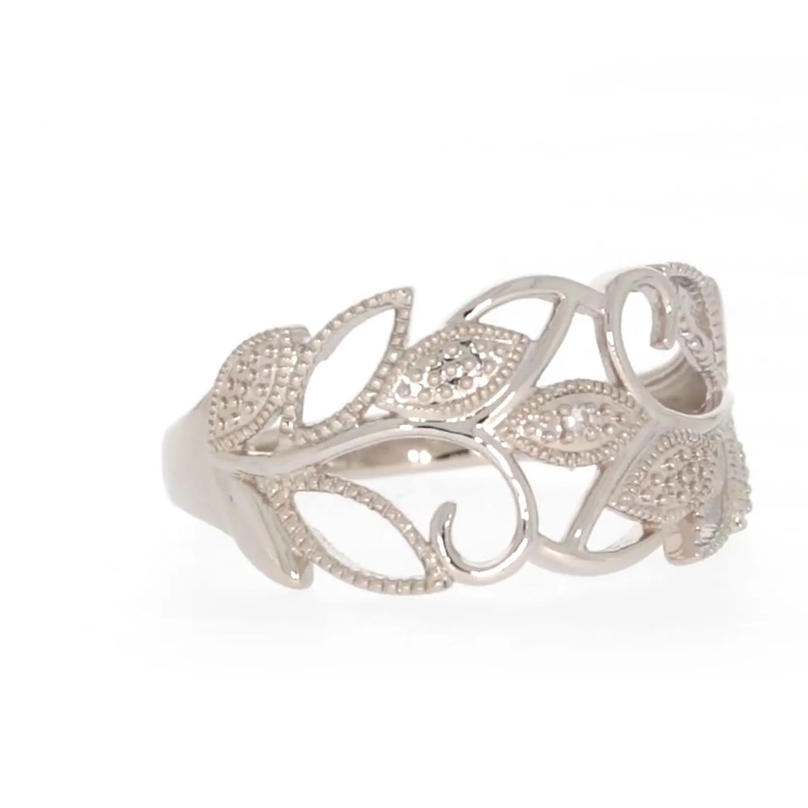 Sterling Silver Diamond Set Leaf Ring - Image 70