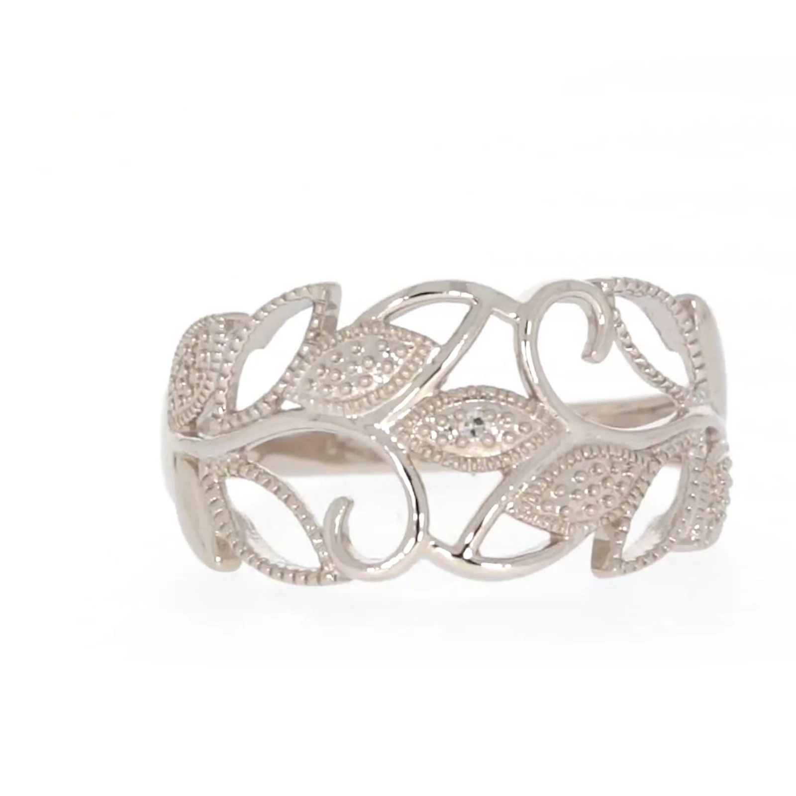 Sterling Silver Diamond Set Leaf Ring - Image 74