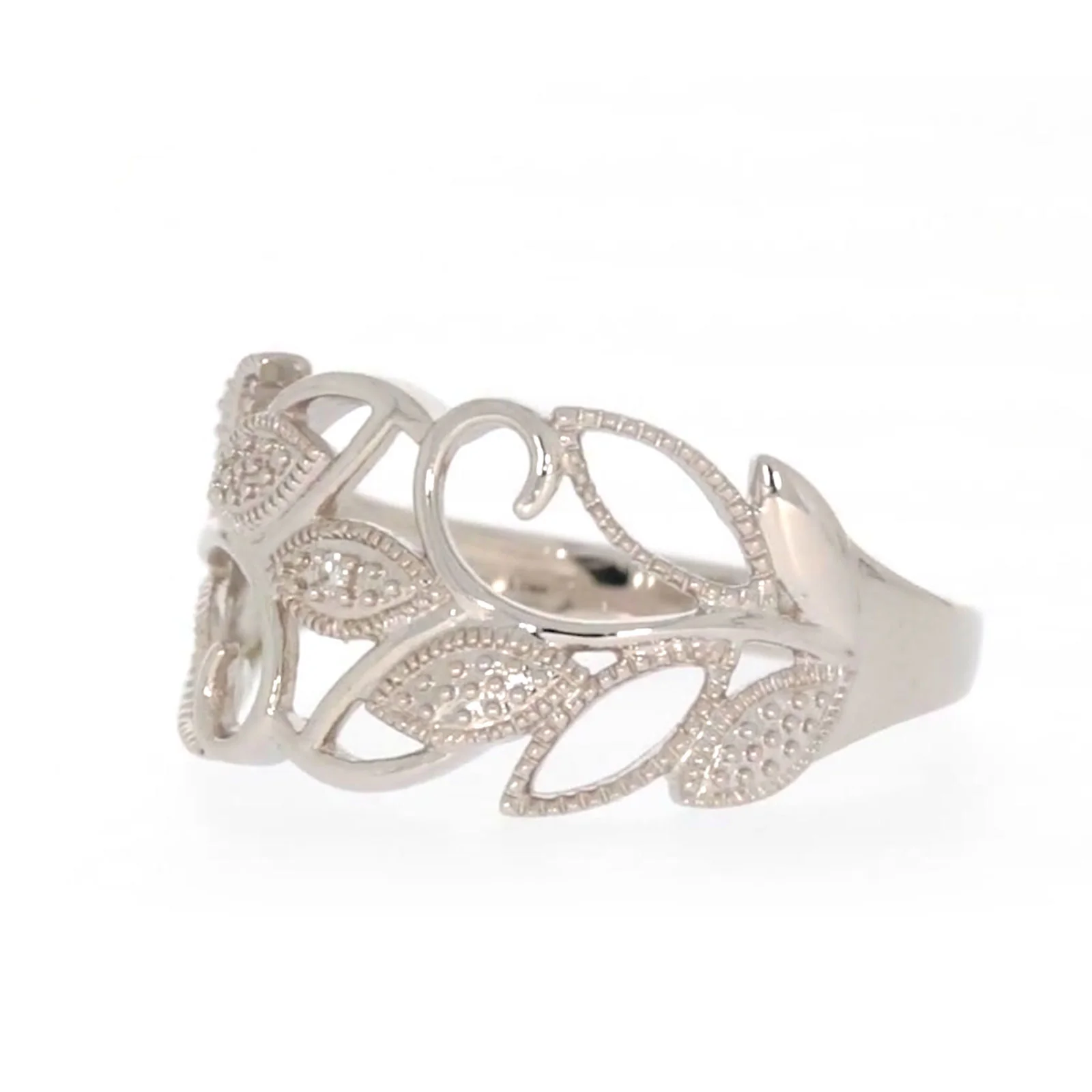 Sterling Silver Diamond Set Leaf Ring - Image 9