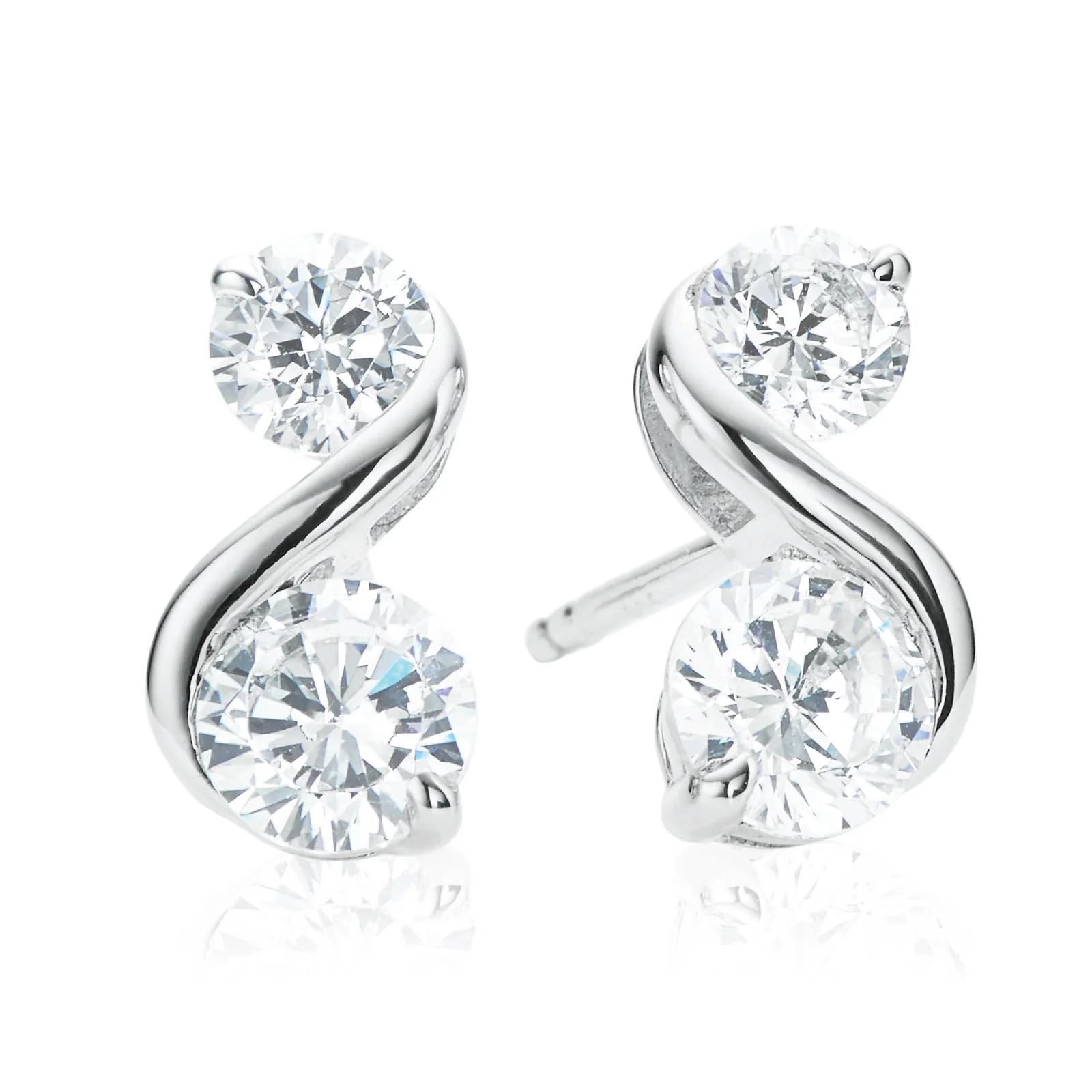 Sterling Silver 4-5mm Cubic Zirconia Stud Earrings