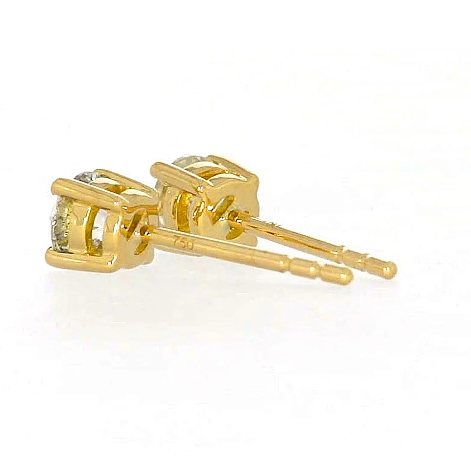 Solitaire 18ct Yellow Gold Round Brilliant Cut with 1/2 CARAT tw of Diamonds Stud Earrings - Image 29
