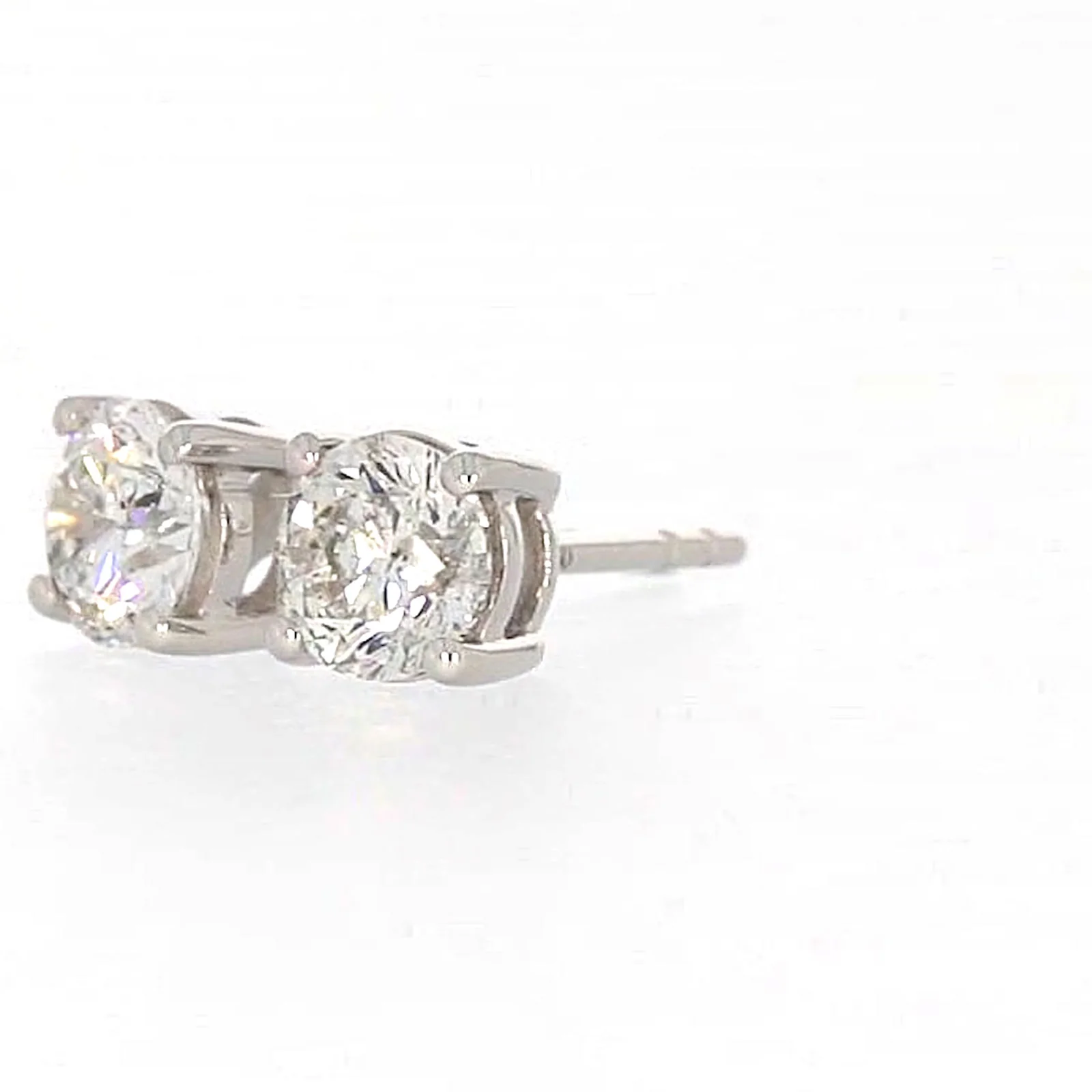 Solitaire 18ct White Gold Round Brilliant Cut with 1 CARAT tw of Diamonds Stud Earrings - Image 10