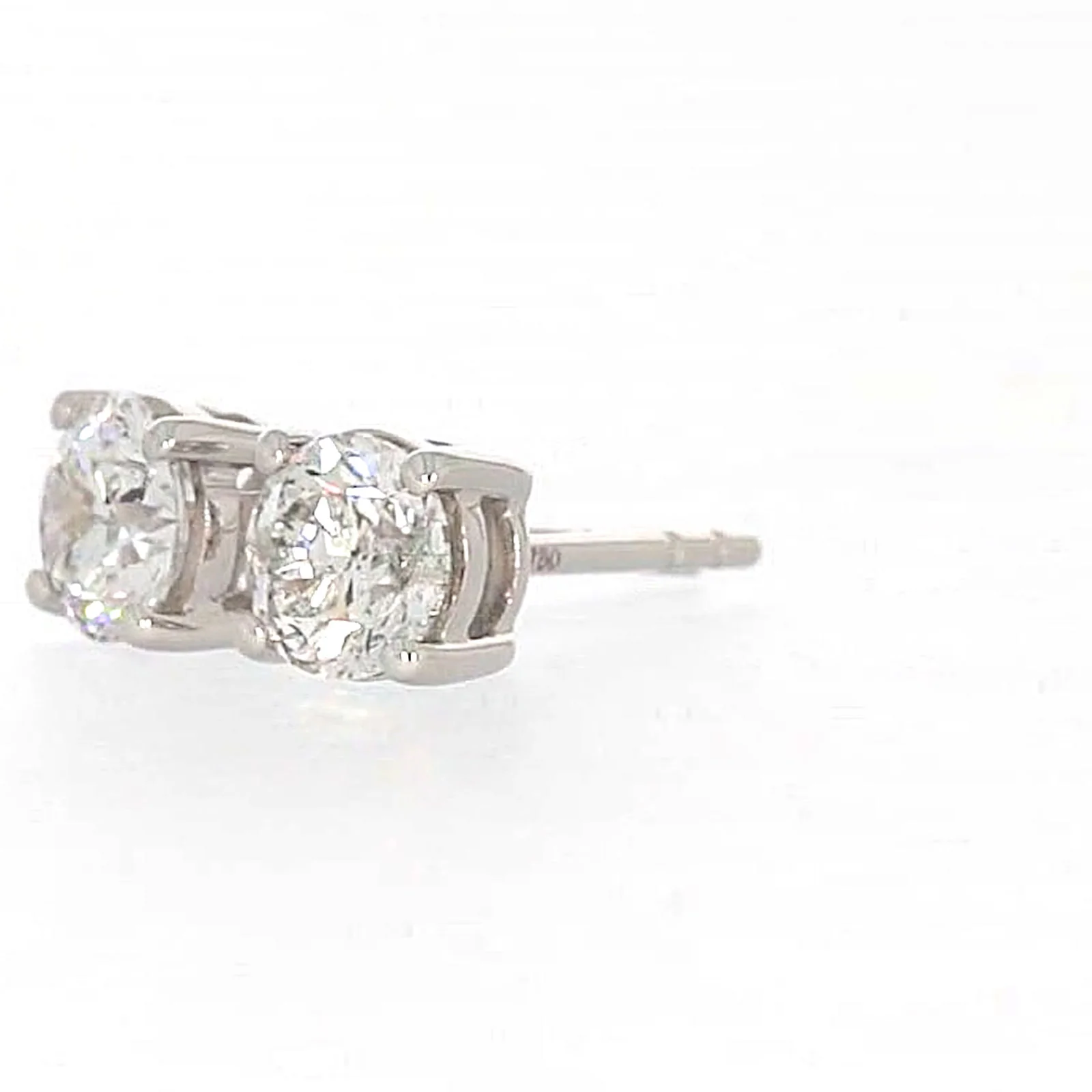 Solitaire 18ct White Gold Round Brilliant Cut with 1 CARAT tw of Diamonds Stud Earrings - Image 11