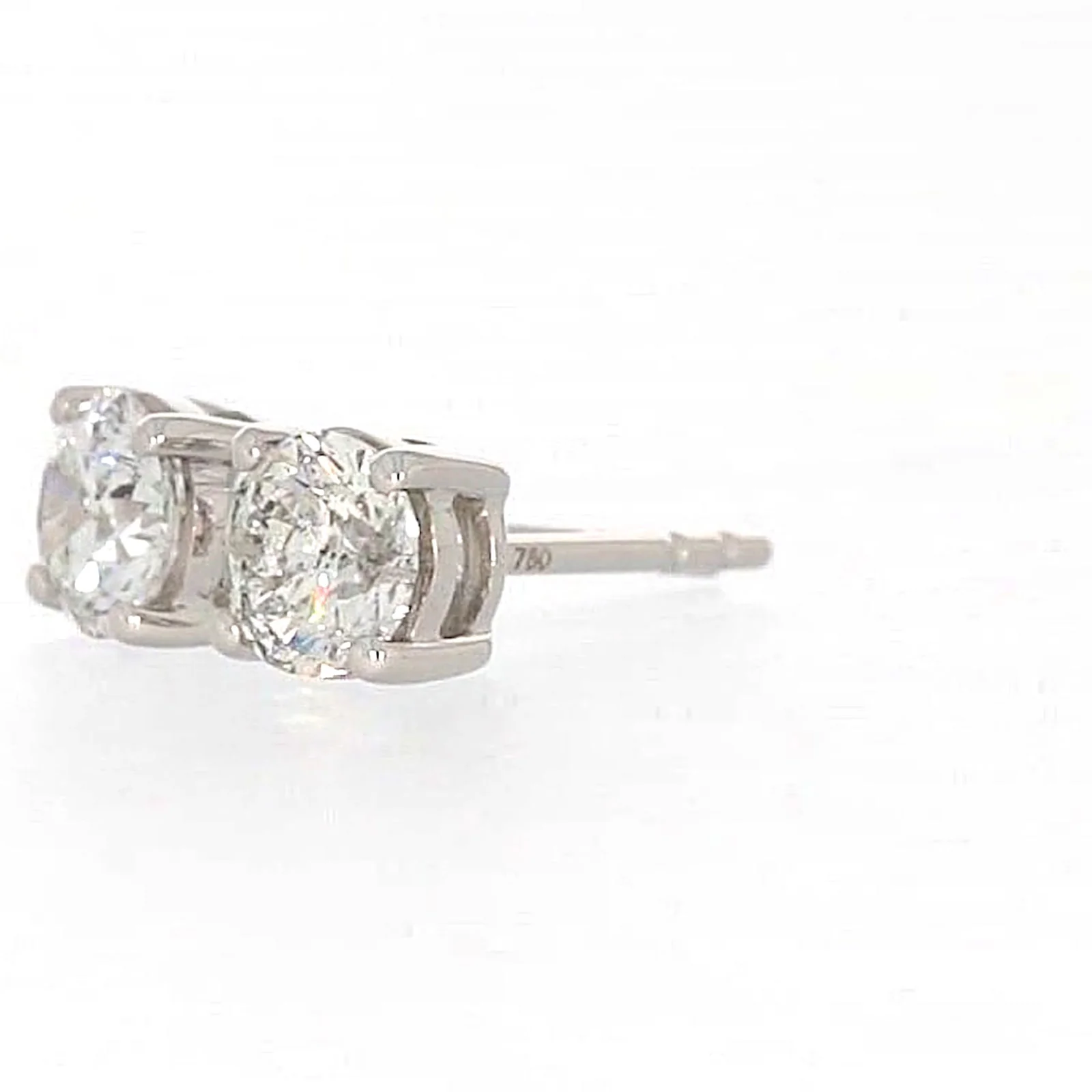 Solitaire 18ct White Gold Round Brilliant Cut with 1 CARAT tw of Diamonds Stud Earrings - Image 12