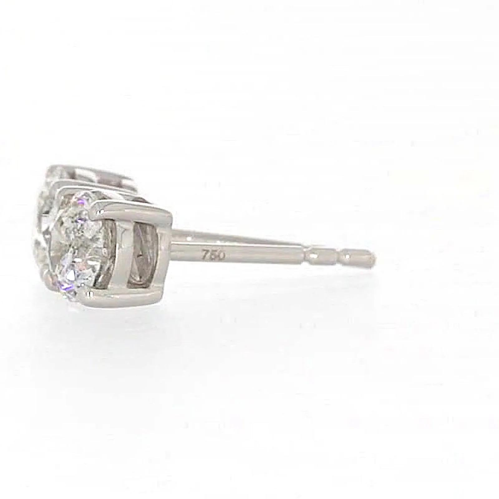 Solitaire 18ct White Gold Round Brilliant Cut with 1 CARAT tw of Diamonds Stud Earrings - Image 17