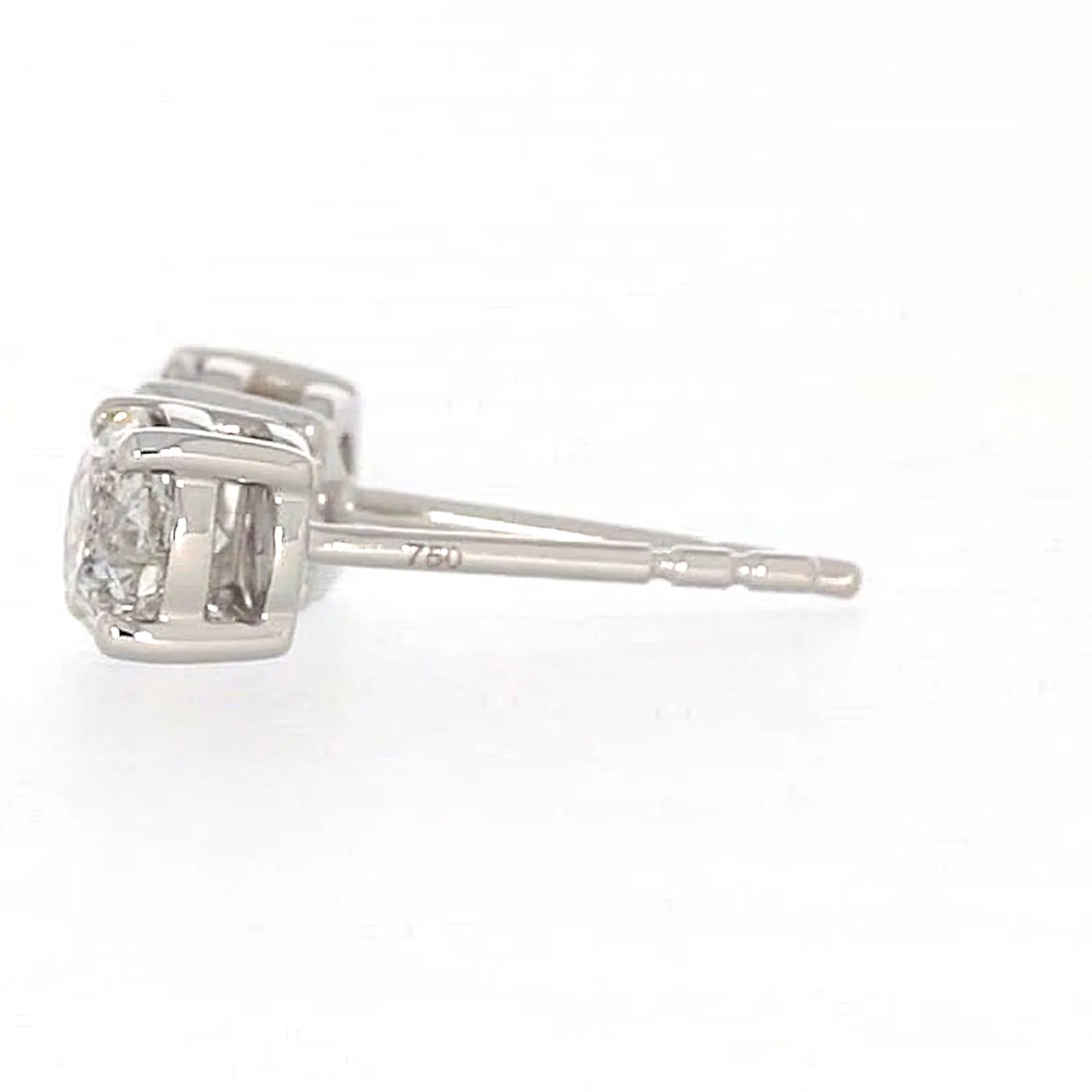 Solitaire 18ct White Gold Round Brilliant Cut with 1 CARAT tw of Diamonds Stud Earrings - Image 20