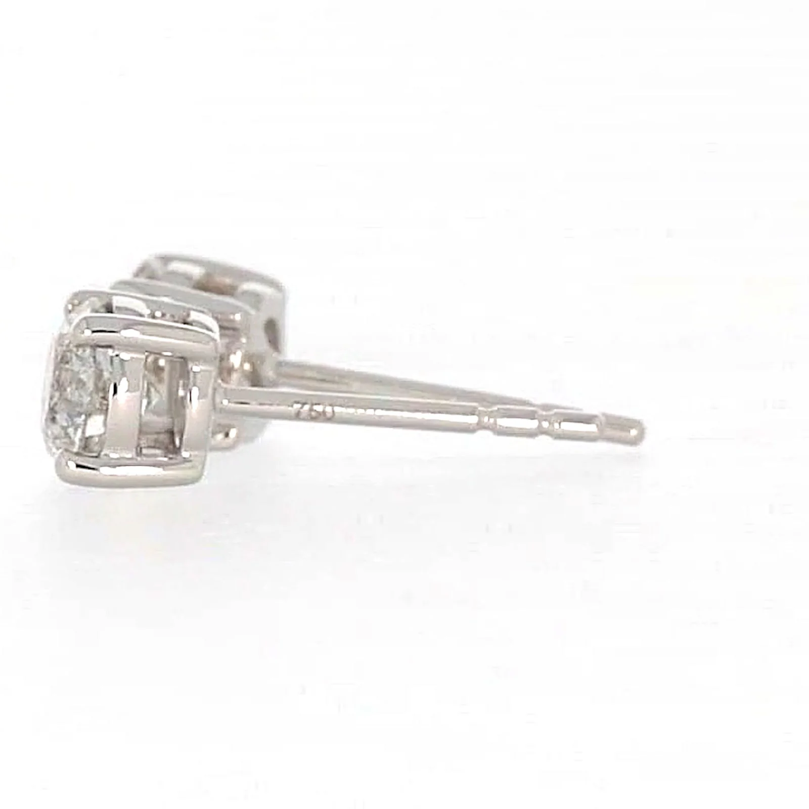 Solitaire 18ct White Gold Round Brilliant Cut with 1 CARAT tw of Diamonds Stud Earrings - Image 21