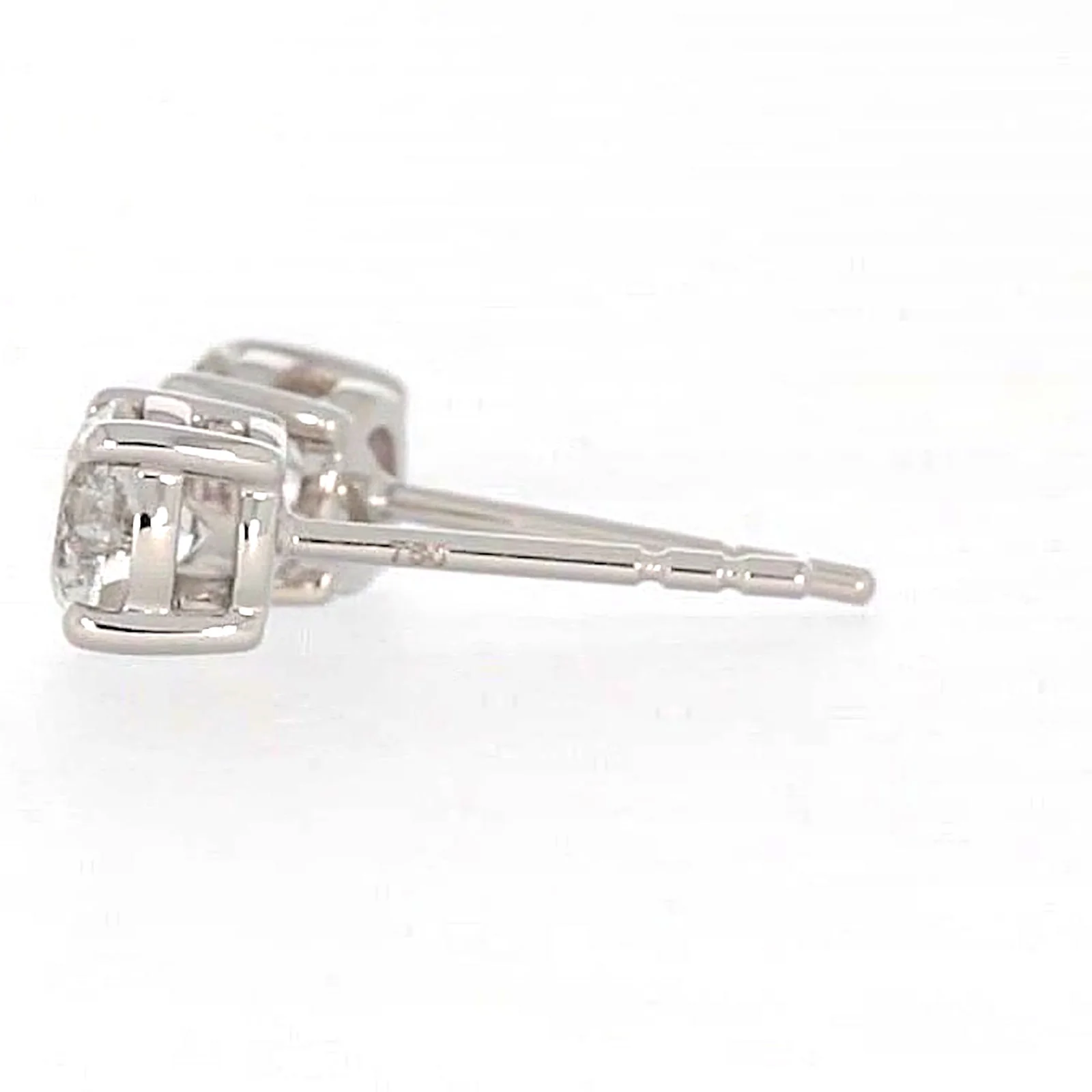 Solitaire 18ct White Gold Round Brilliant Cut with 1 CARAT tw of Diamonds Stud Earrings - Image 22