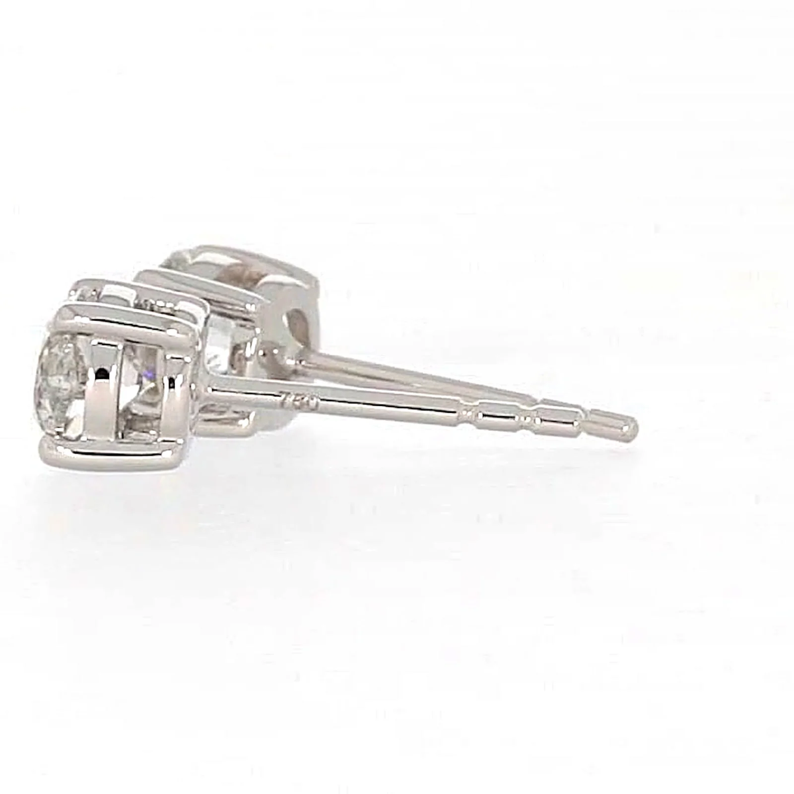 Solitaire 18ct White Gold Round Brilliant Cut with 1 CARAT tw of Diamonds Stud Earrings - Image 23