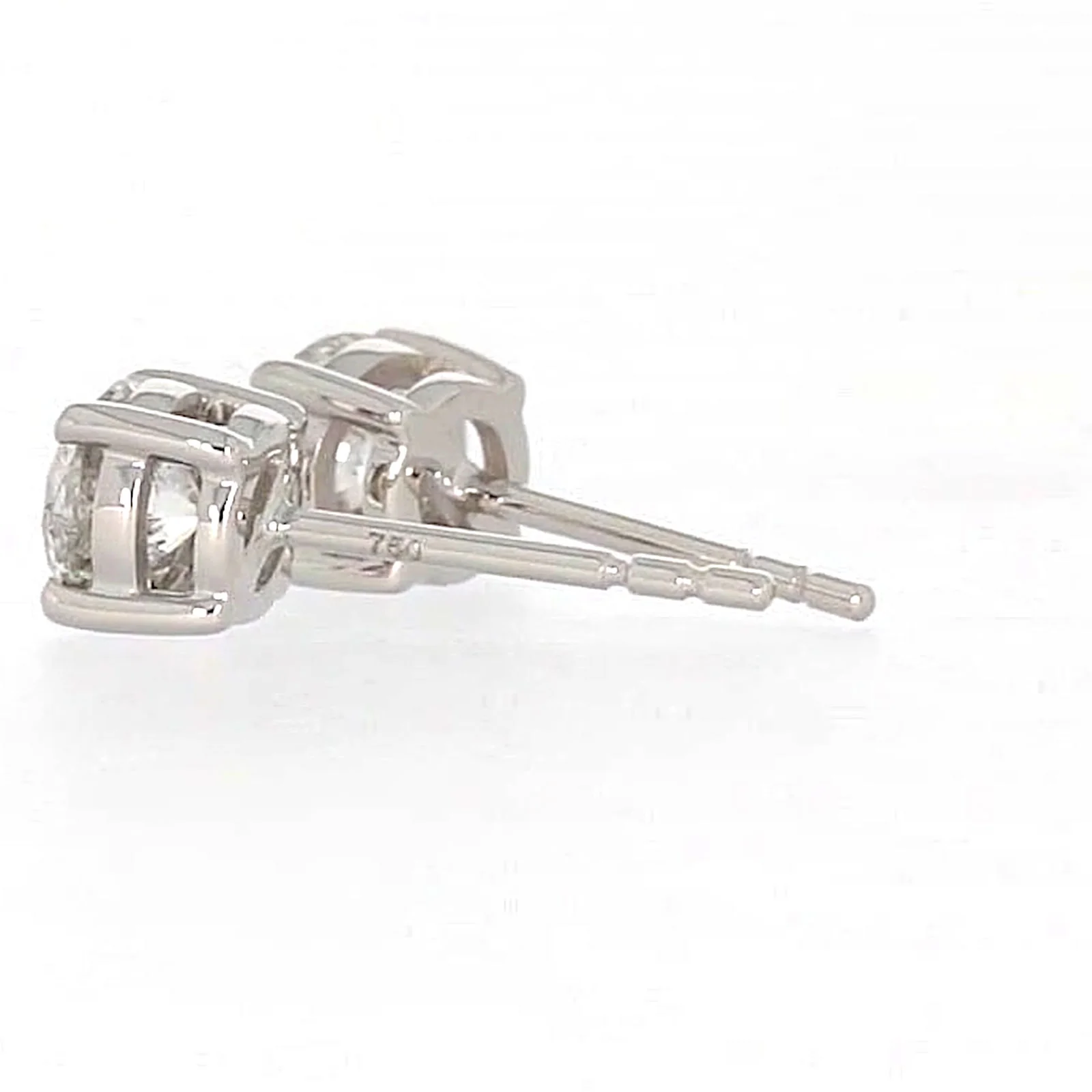 Solitaire 18ct White Gold Round Brilliant Cut with 1 CARAT tw of Diamonds Stud Earrings - Image 26
