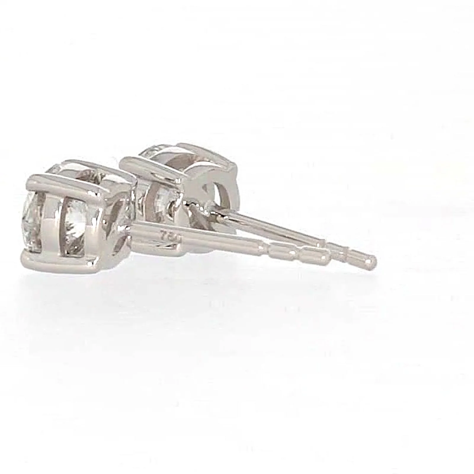 Solitaire 18ct White Gold Round Brilliant Cut with 1 CARAT tw of Diamonds Stud Earrings - Image 27