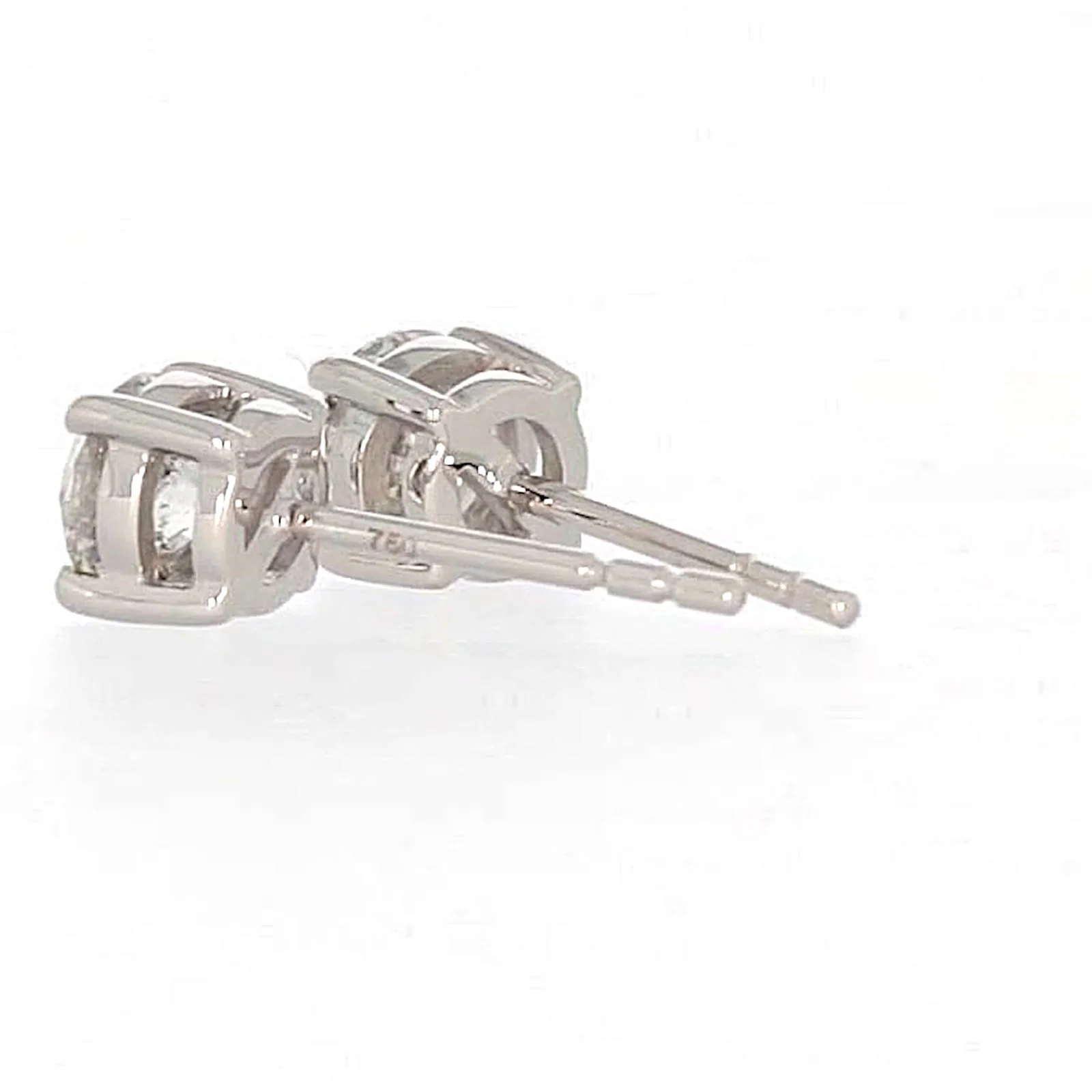 Solitaire 18ct White Gold Round Brilliant Cut with 1 CARAT tw of Diamonds Stud Earrings - Image 28