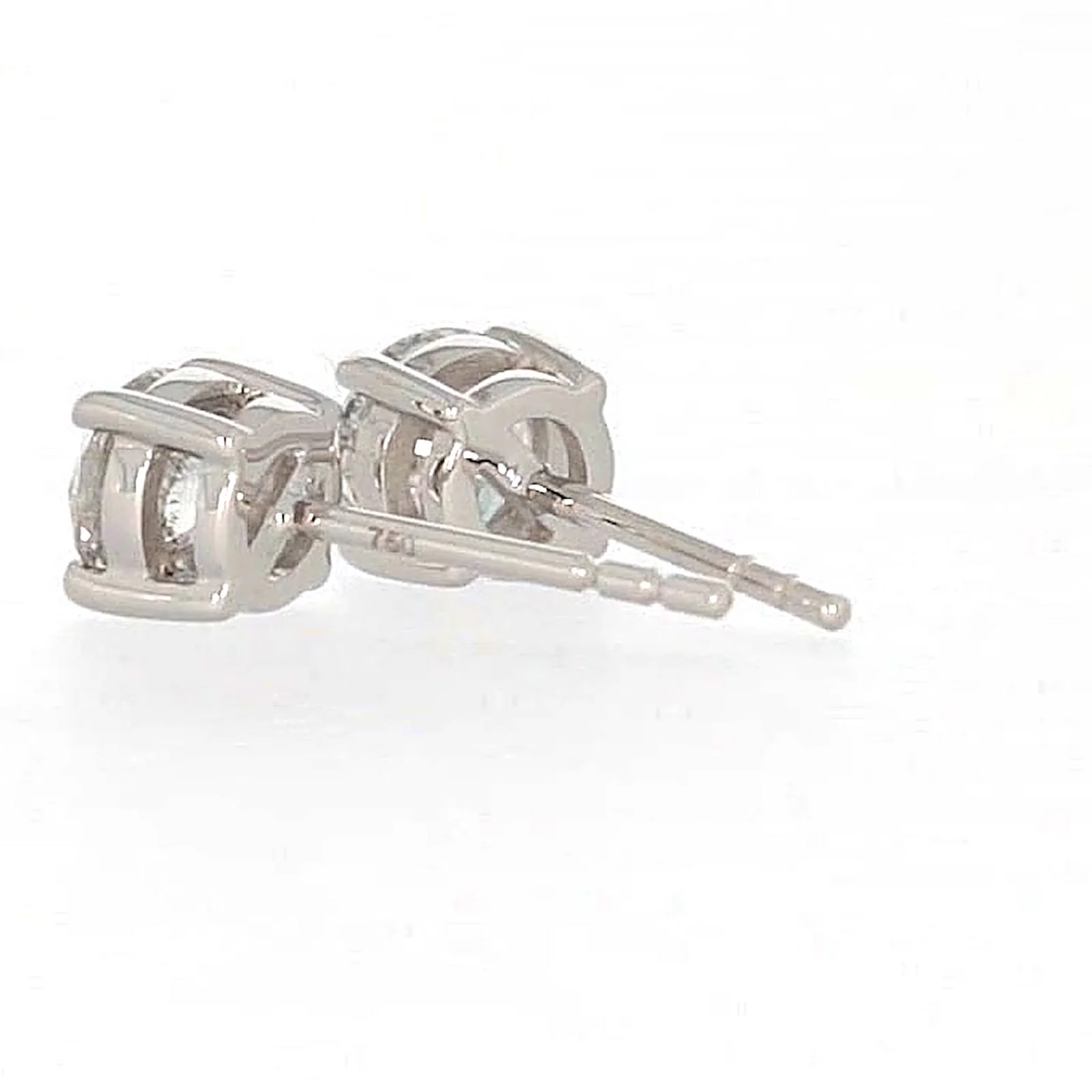 Solitaire 18ct White Gold Round Brilliant Cut with 1 CARAT tw of Diamonds Stud Earrings - Image 29