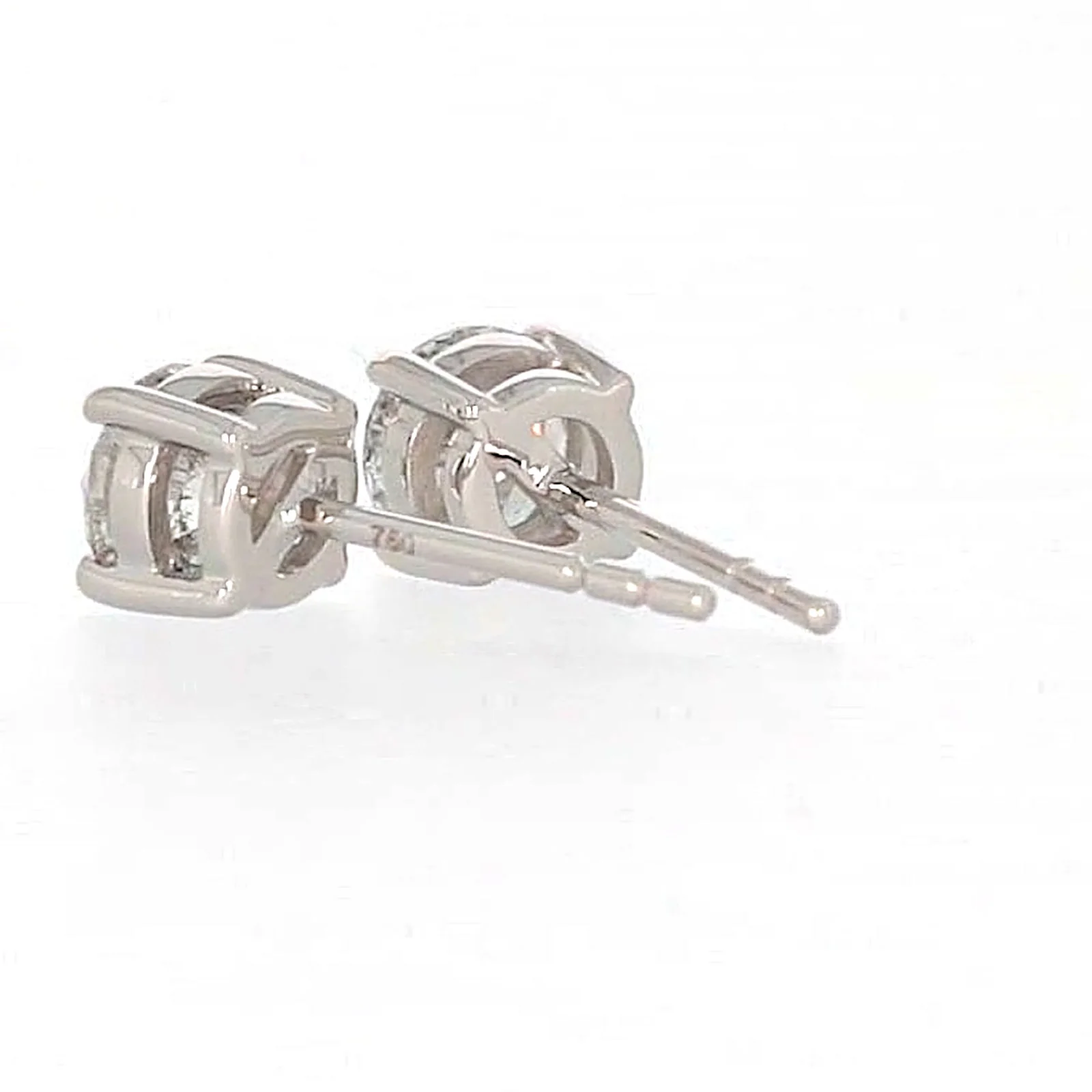 Solitaire 18ct White Gold Round Brilliant Cut with 1 CARAT tw of Diamonds Stud Earrings - Image 30