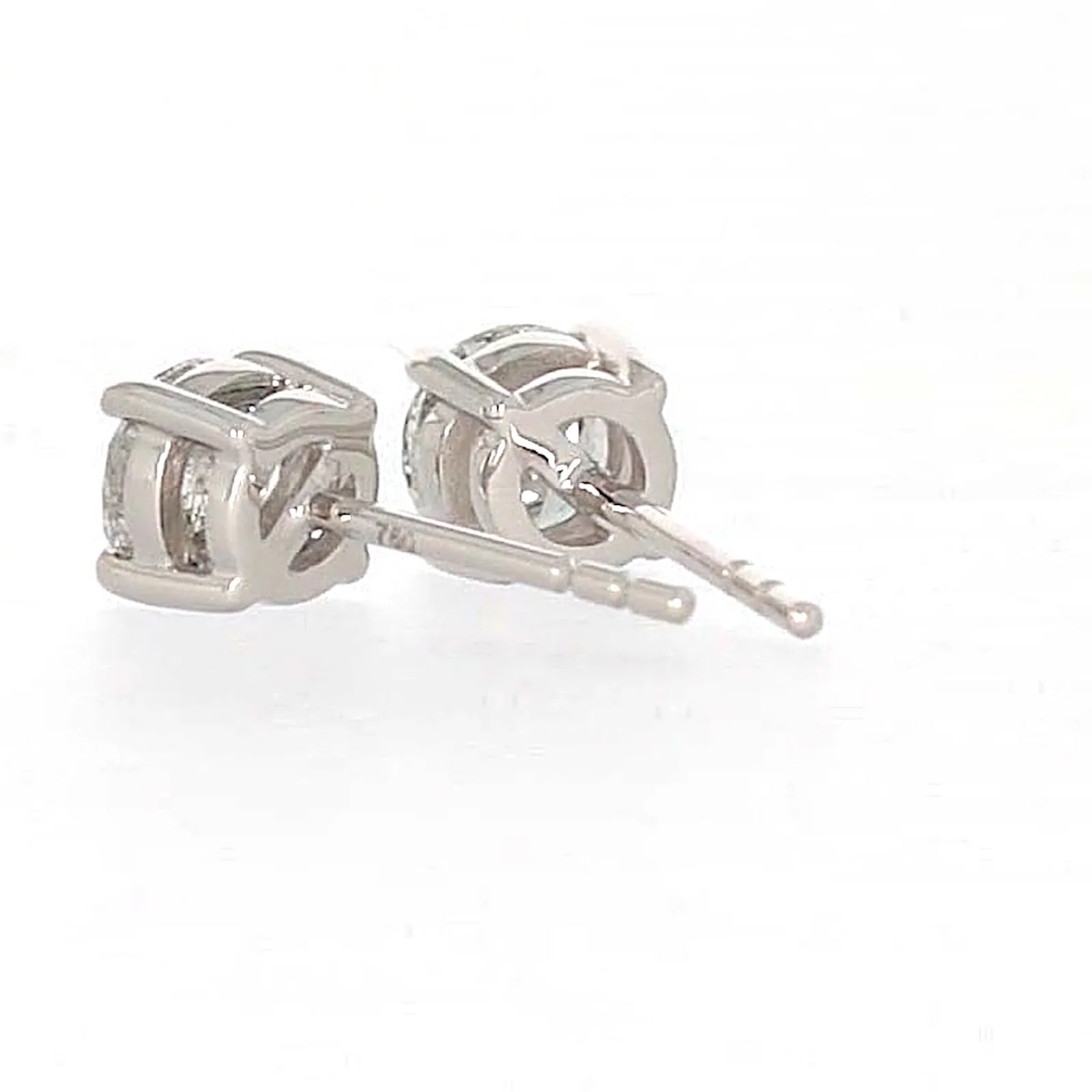 Solitaire 18ct White Gold Round Brilliant Cut with 1 CARAT tw of Diamonds Stud Earrings - Image 31