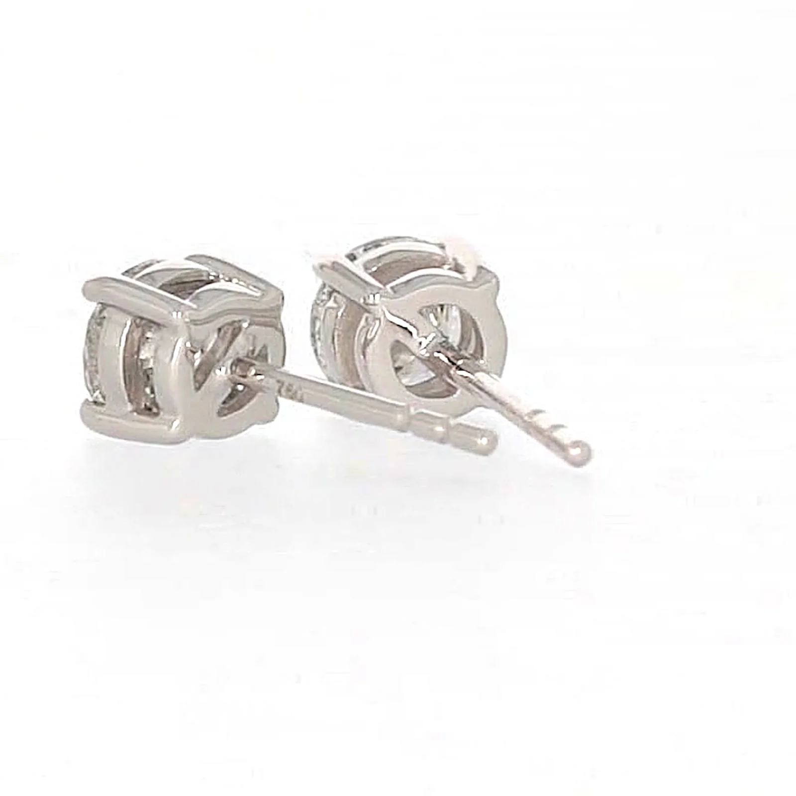 Solitaire 18ct White Gold Round Brilliant Cut with 1 CARAT tw of Diamonds Stud Earrings - Image 32