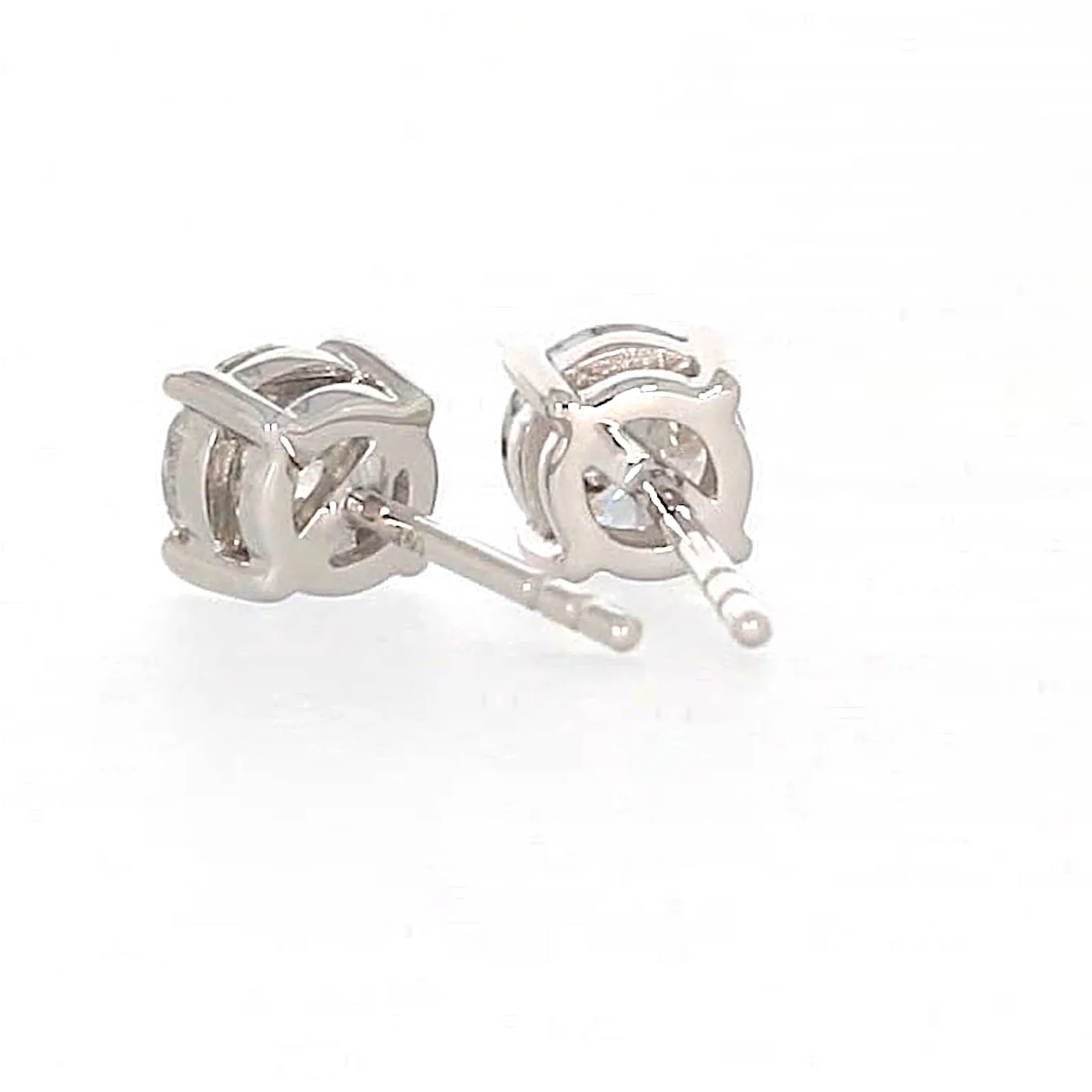Solitaire 18ct White Gold Round Brilliant Cut with 1 CARAT tw of Diamonds Stud Earrings - Image 34