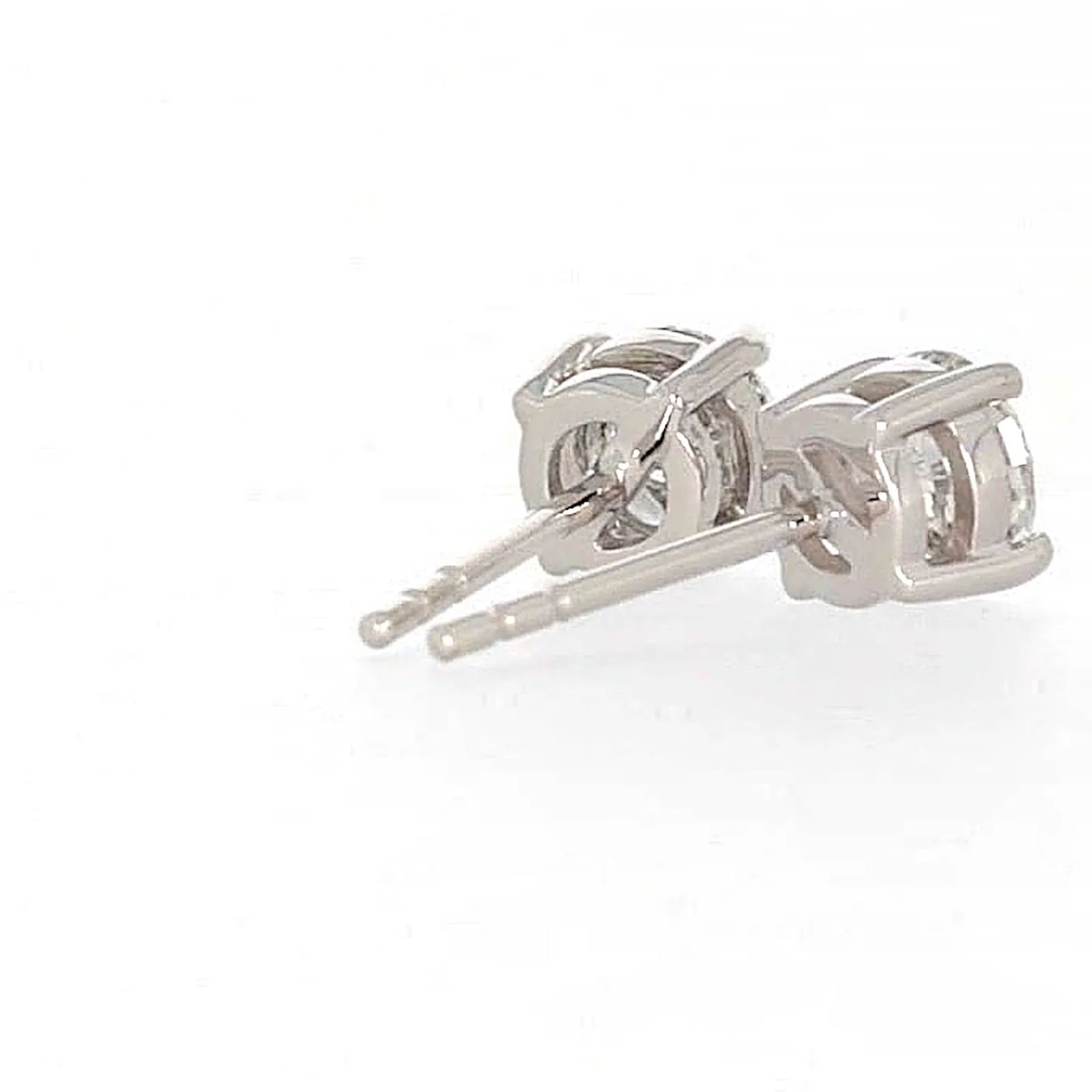 Solitaire 18ct White Gold Round Brilliant Cut with 1 CARAT tw of Diamonds Stud Earrings - Image 46